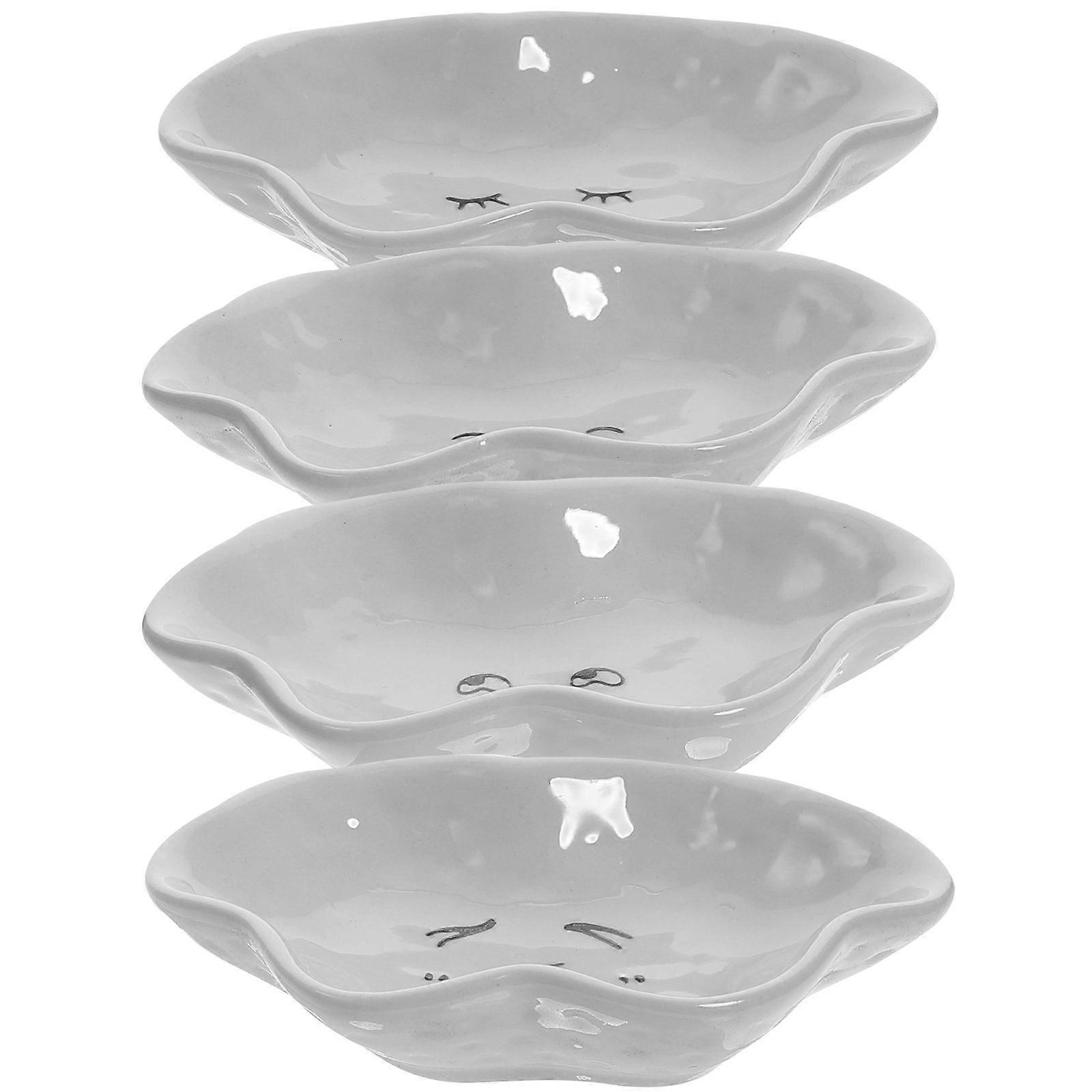Small Condiment Dishes Cloud Shaped Porcelain Dipping Bowl Elegant Finish Versatile Usage Parties 4Pcs