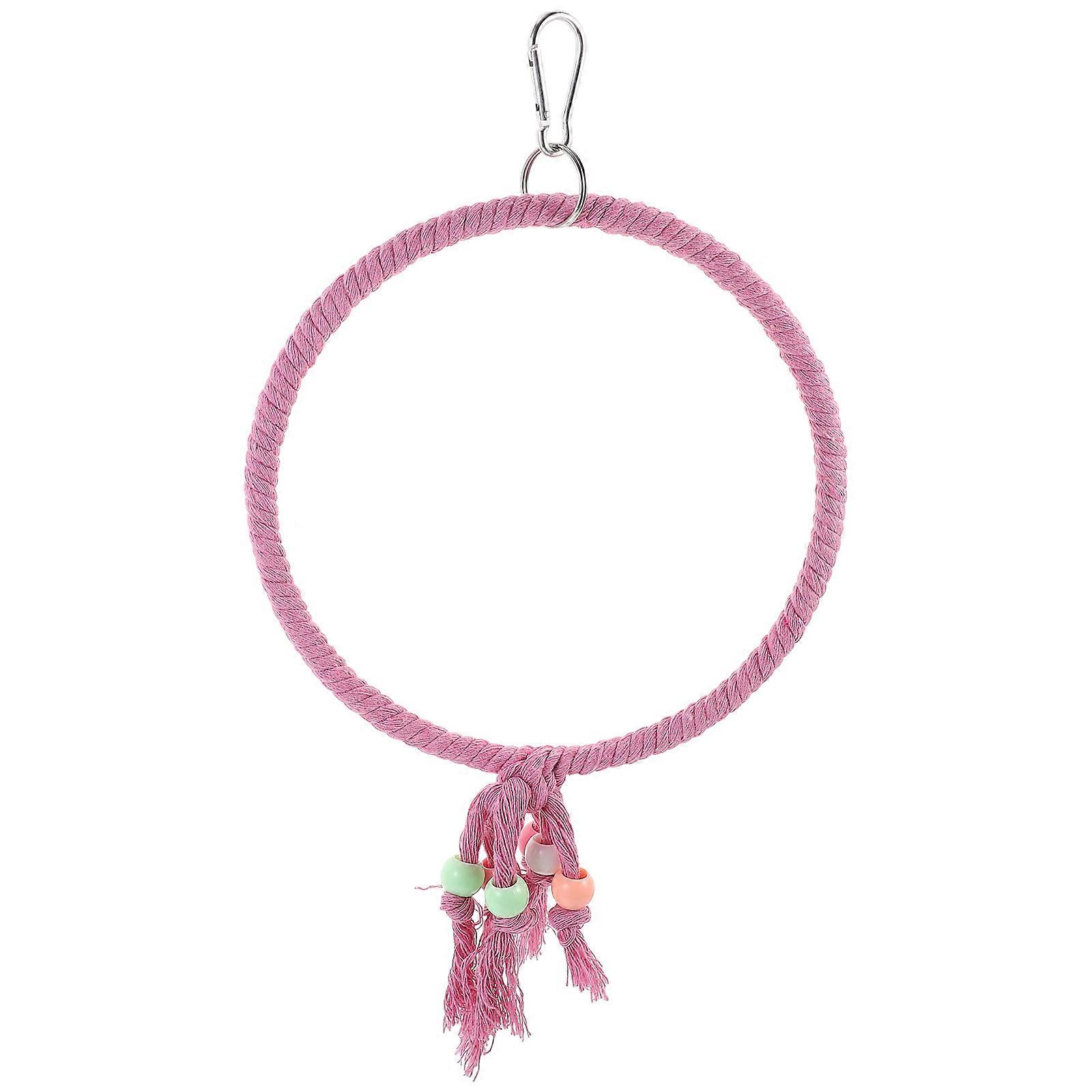 Parakeet Perch Toy Parrot Stand Pink Cotton Rope Entertainment 1Pcs