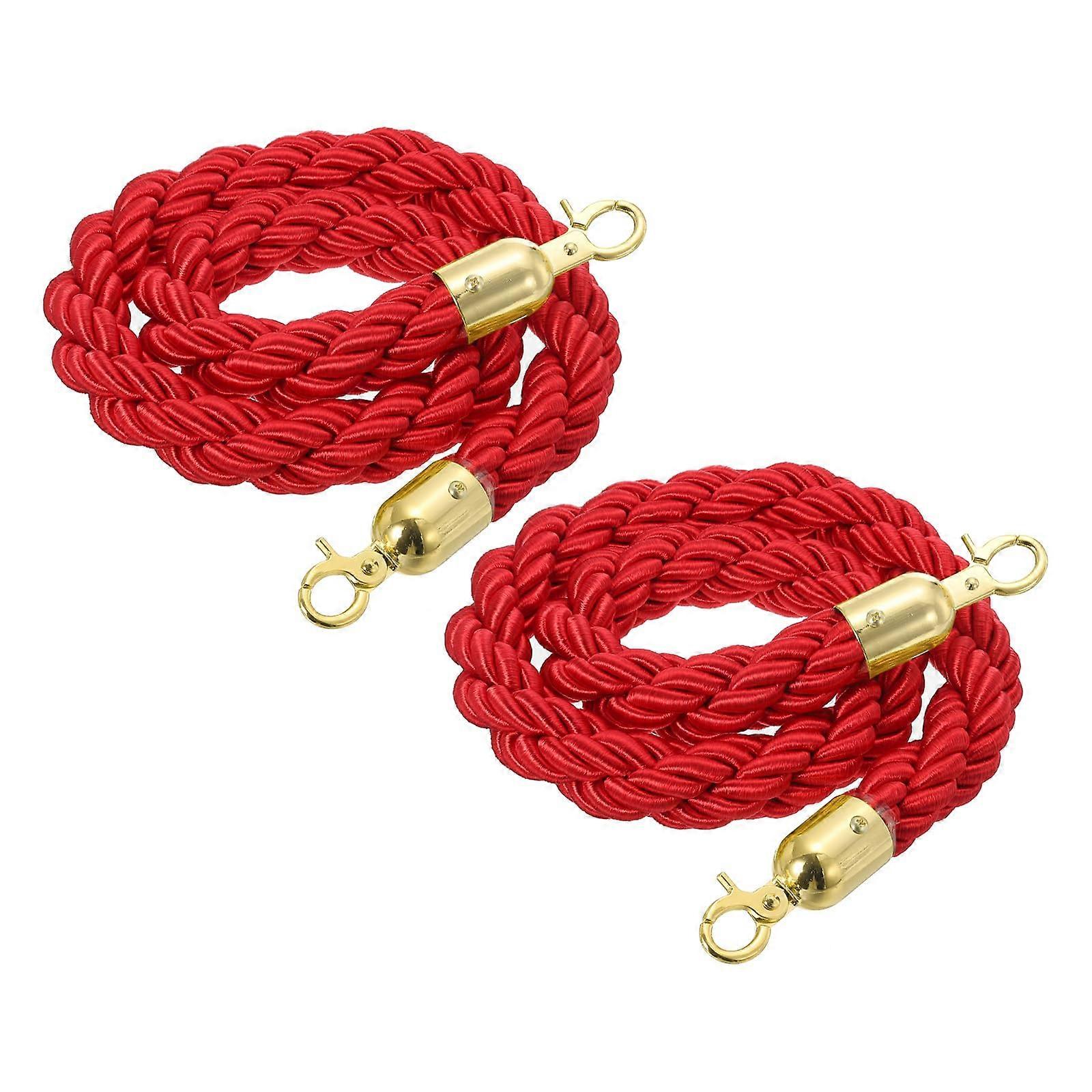 Twisted Stanchion Rope 3.28 Ft, Red and Gold Barrier Rope with Snap Hooks for Crowd Control and Post Stands, 2 Pack