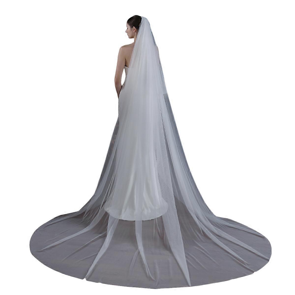 Long minimalist veil, 175 cm, white, 1 pc