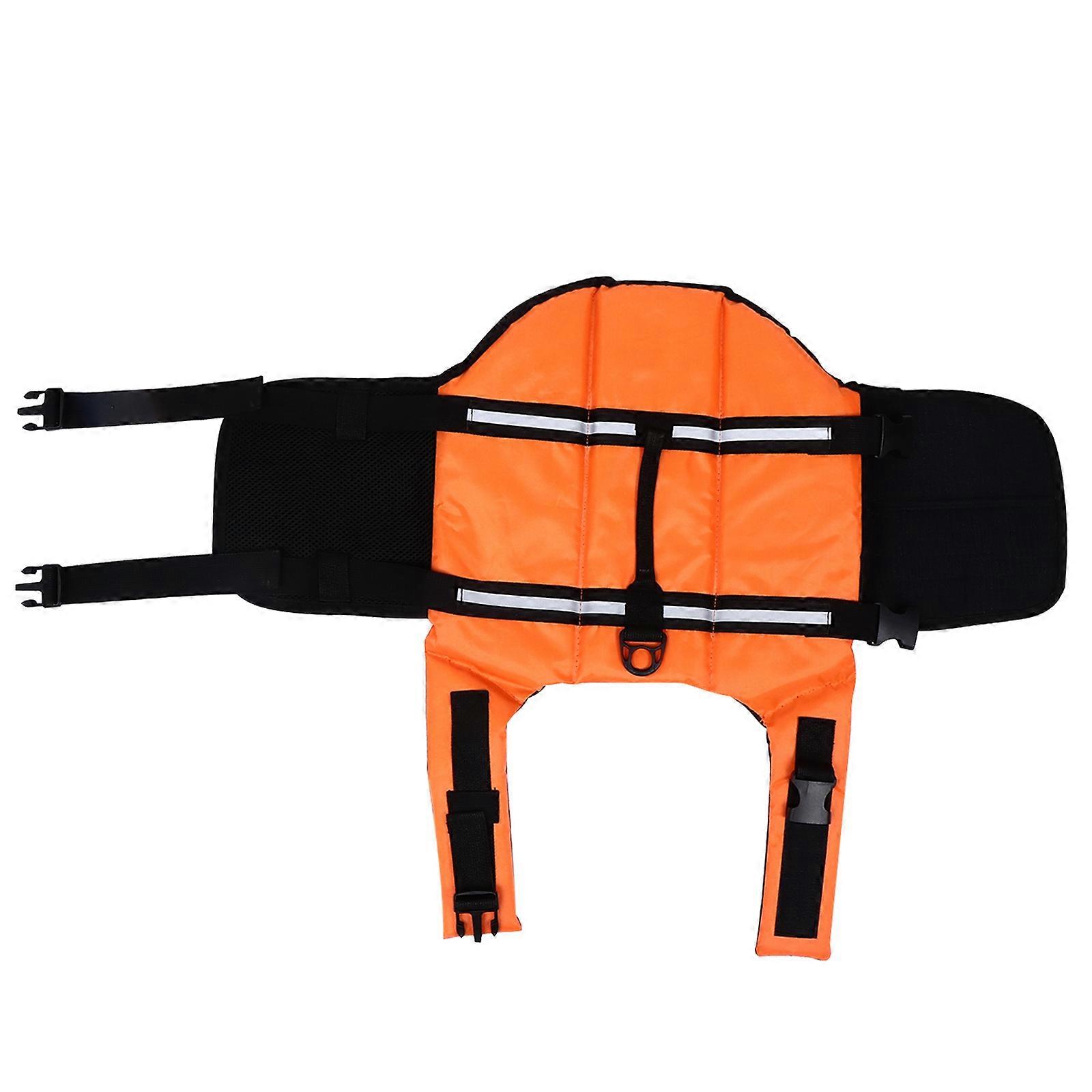 Pet Life Vest for Swimming with Reflective Strips and Quick Release Buckles Orange S