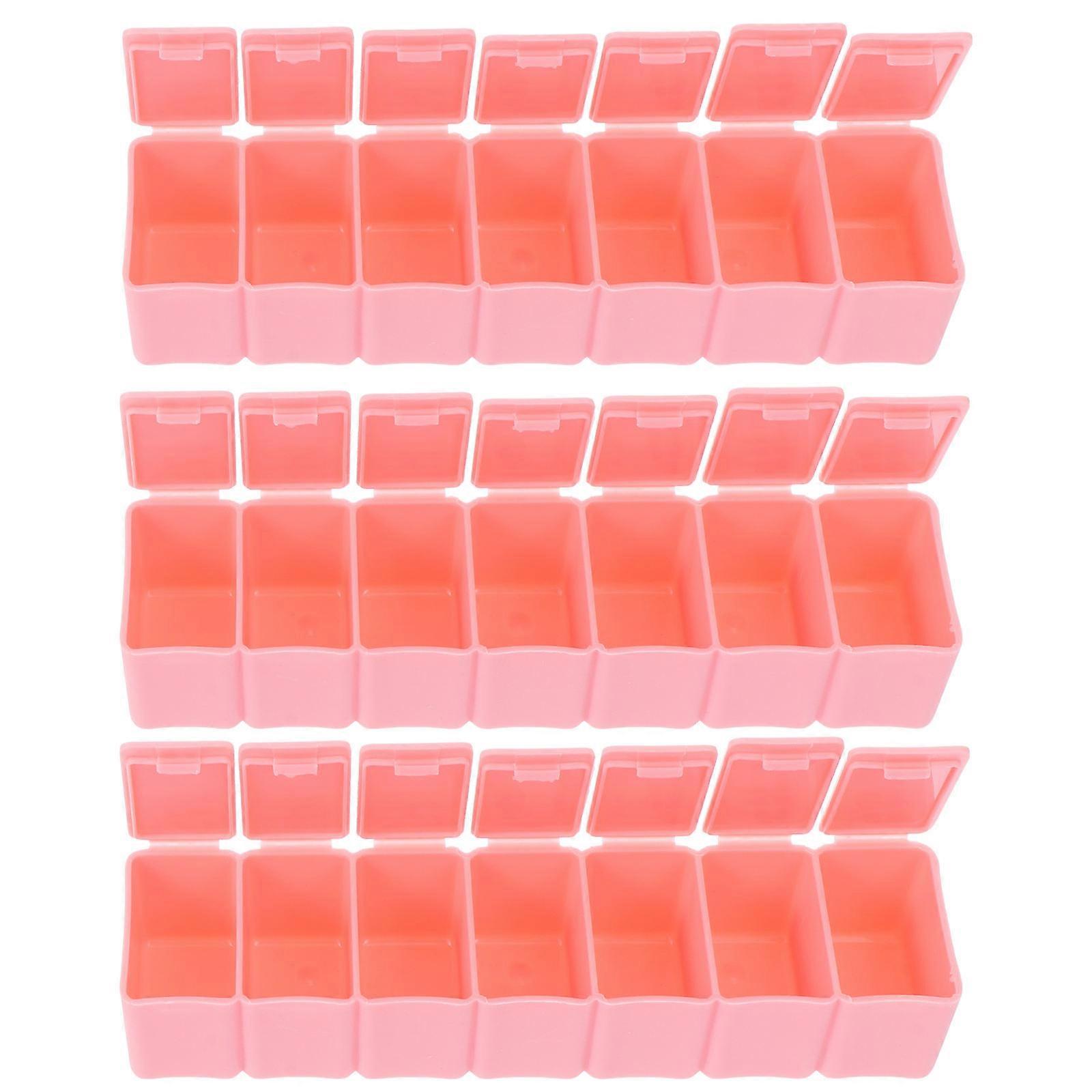 Pill Organizer Case Prevent Mixing Tastes Moisture And Dust Protection Rectangular 3Pcs