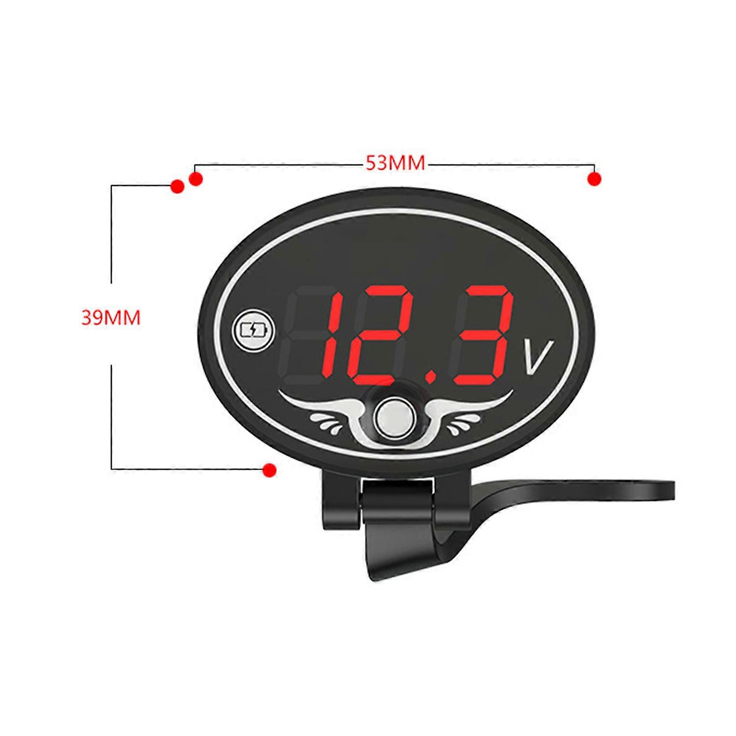 12V Motorcycle Voltmeter Multifunction Waterproof Voltage Meter with LED Digital Display Panel
