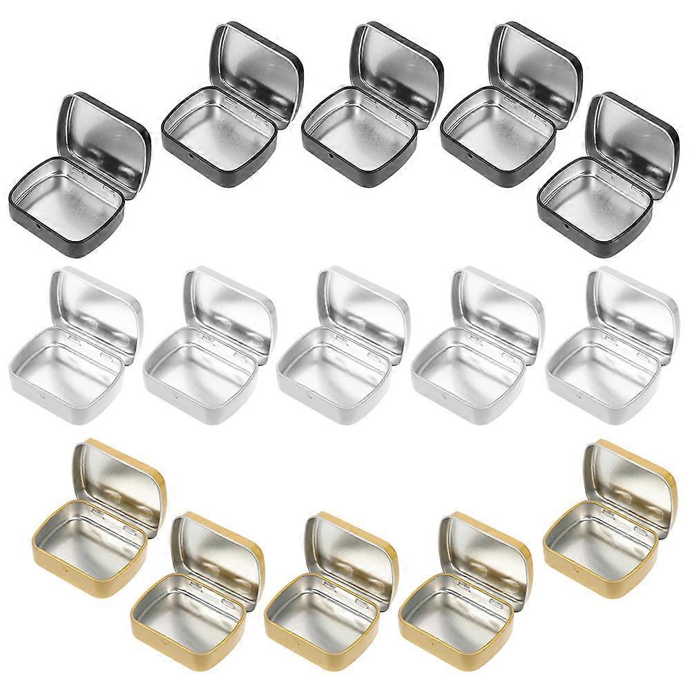 Mini Tinplate Storage Boxes Candy Container Home Use Gloss Gold Dustproof 15Pcs