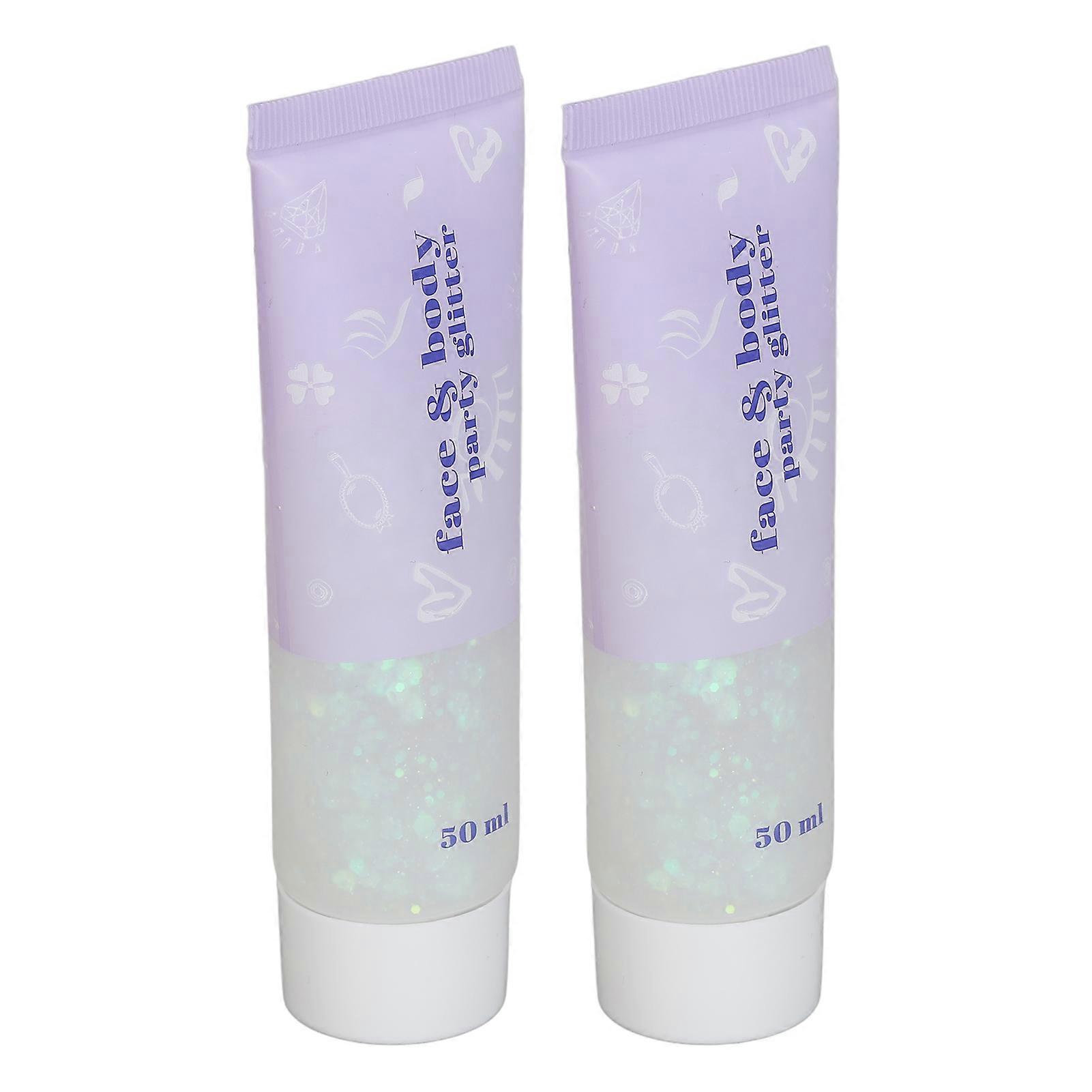 2Pcs Body Glitter Versatile 50ml Large Capacity Safe Reliable Easy Cleaning Face Glitter Gel for Christmas 06 White