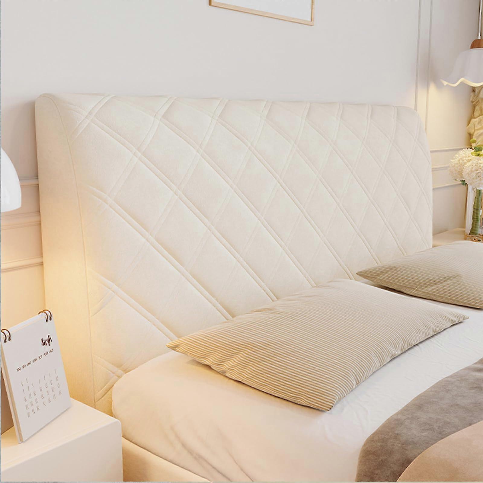 Bed Headboard Cover Thick Dustproof Stretch for Various Beds (Beige, 190cm)