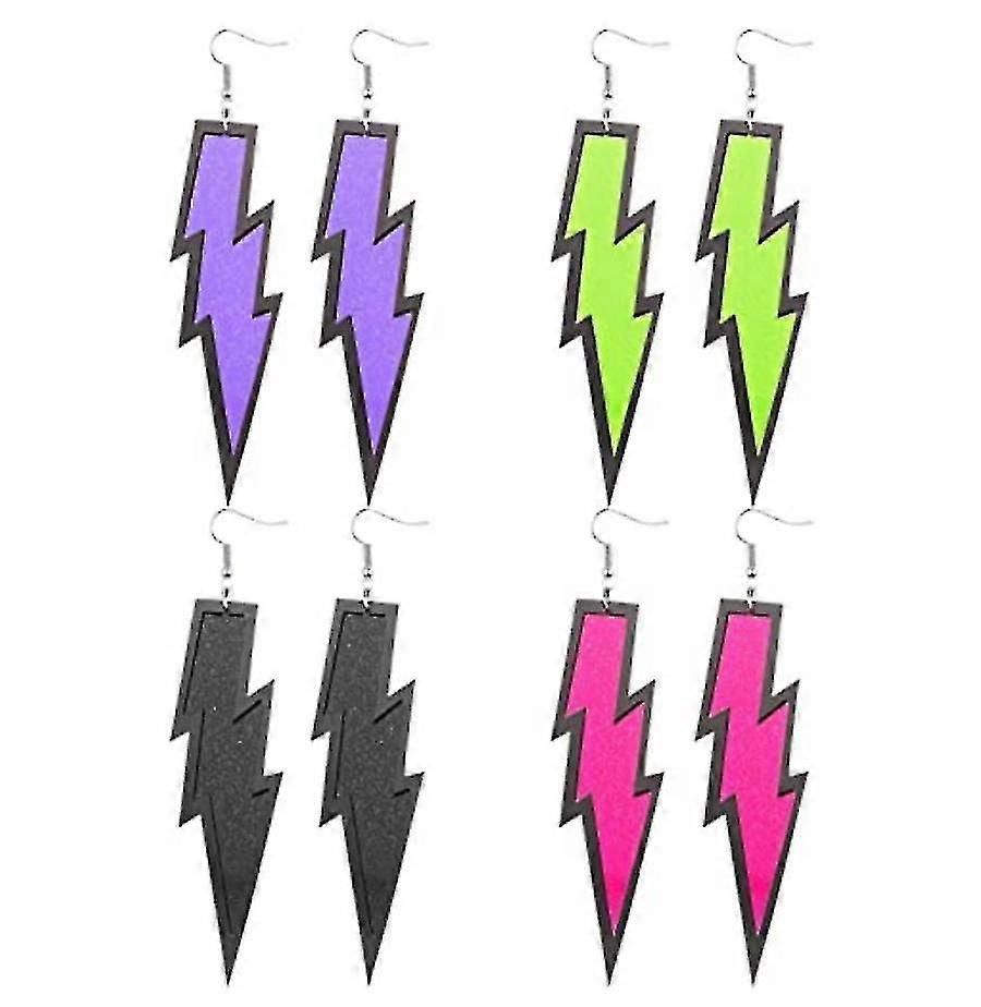 4ペアレディース80年代イヤリングレトロイヤリングネオンイヤリングパーティーアクセサリー用