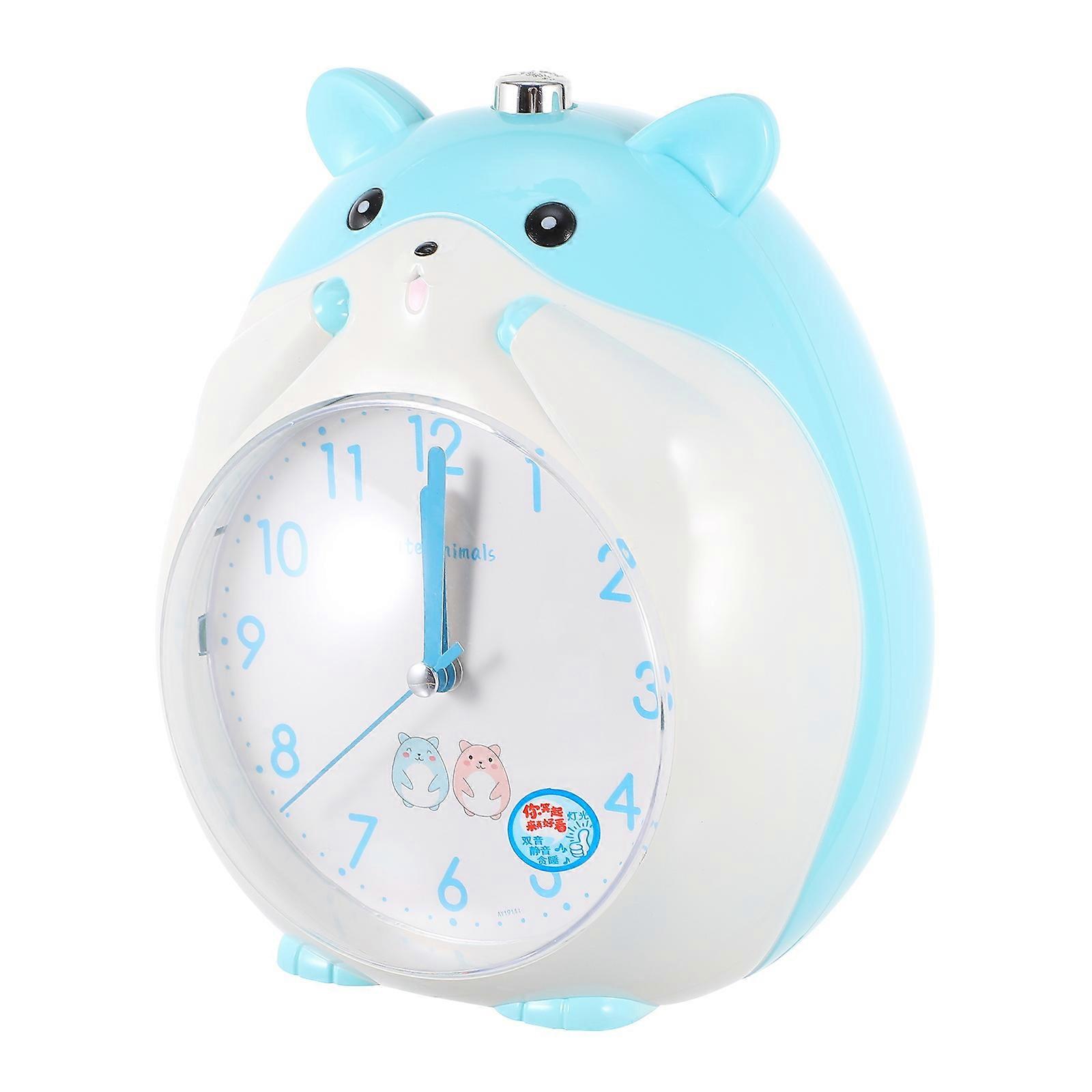 Blue Hamster Alarm Clock with Night Light for Kids Simple Digital Dial and Conspicuous Pointers 7