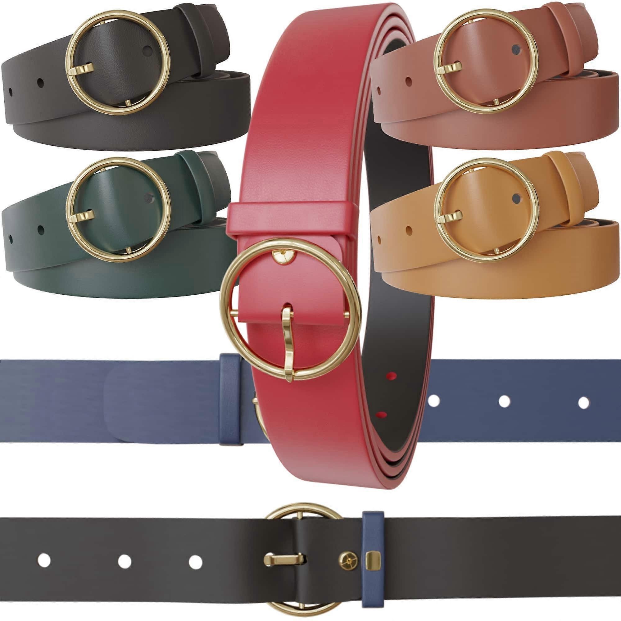 Women's Leather Belt with Gold Tone Buckle 30645