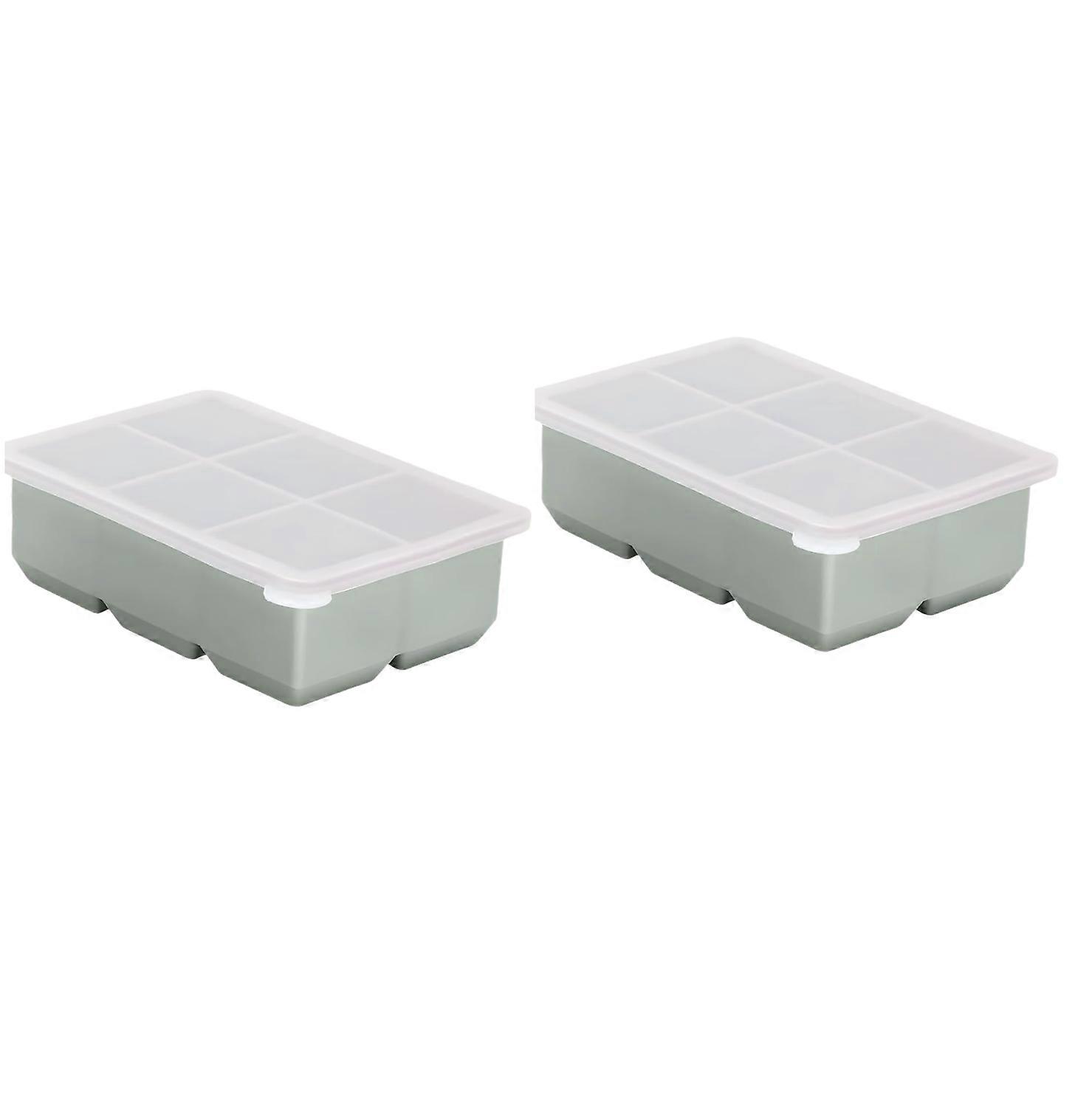 2 Pack Large Ice Cube Trays with Lids, Leakproof Stackable Silicone Mold for Cocktail, Whiskey