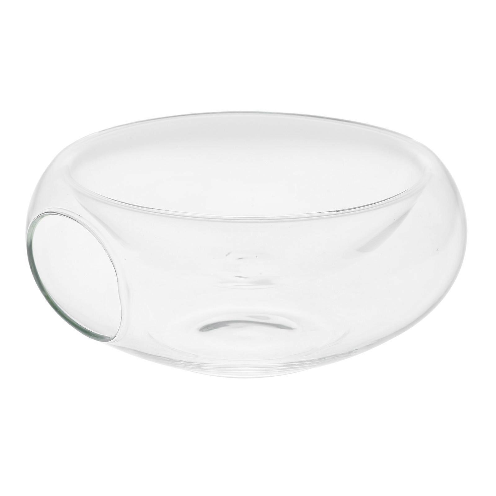Creative Transparent Glass Bowl with Side Opening, Artistic Vegetable Serving Dish for Modern Tableware, Delicate Design