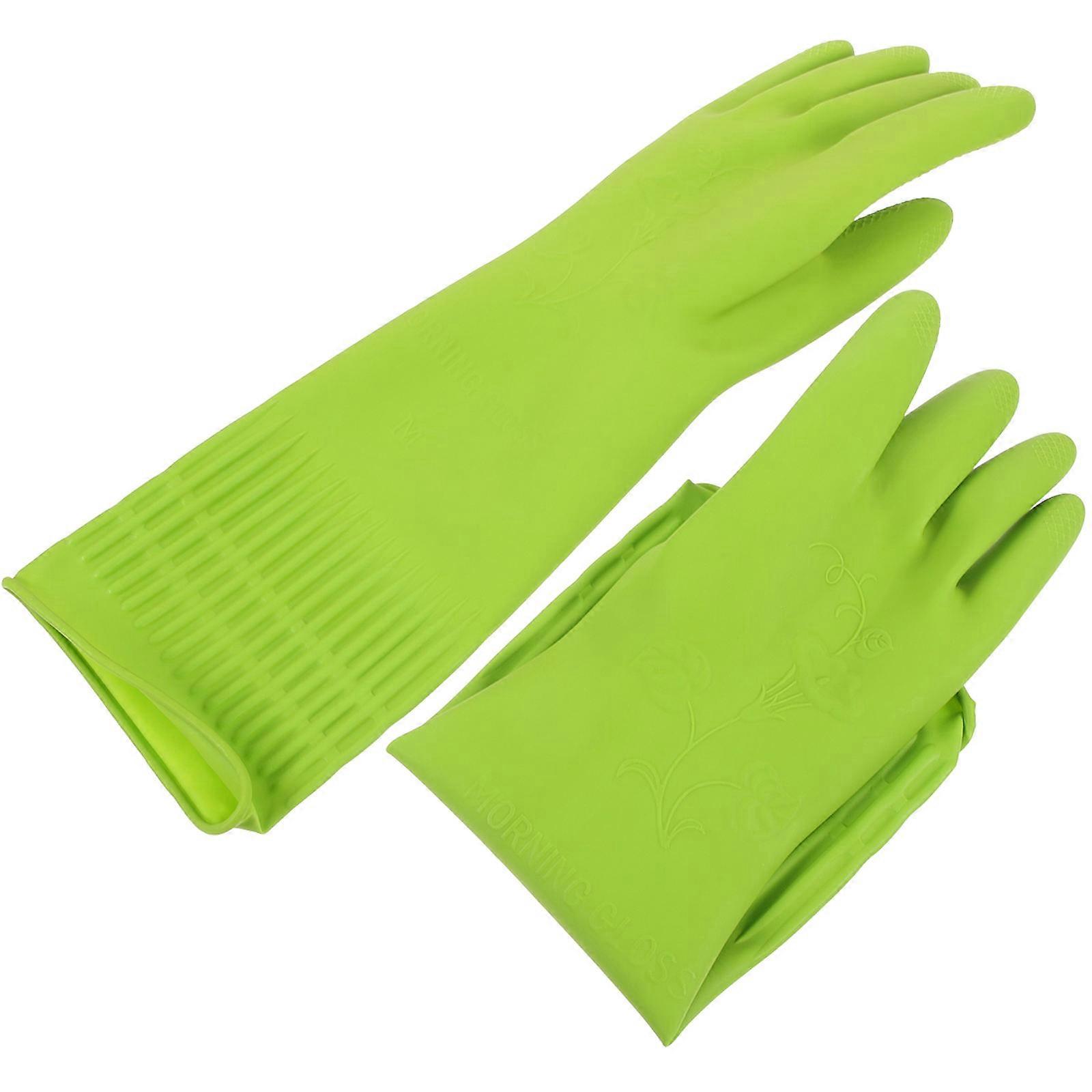 Green Latex Dishwashing Gloves with AntiSlip Design for Daily Use Lightweight and Durable 1 Pair