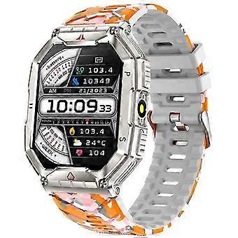 Militair slim horloge voor heren met LED-zaklamp 2.01 Robuust 3ATM waterdicht smartwatch met 100+ sportmodi Fitnesstracker met hartslag slaap