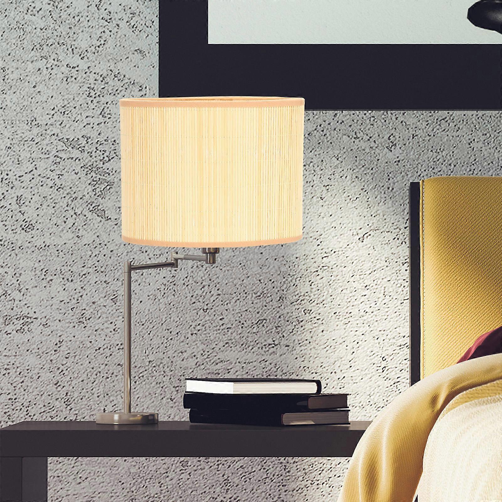 Khaki Oval Bamboo Lampshade for Home Warmth and Style Suitable for Bedside Table Lamp