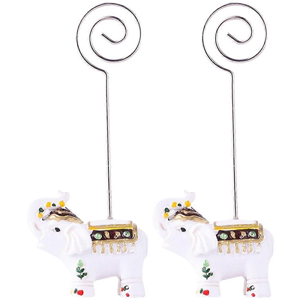 Cute Elephant Shaped Paper Clips Small Card Holders Table Number Holder Wedding Office Tasks Home Use Stainless Steel 2Pcs