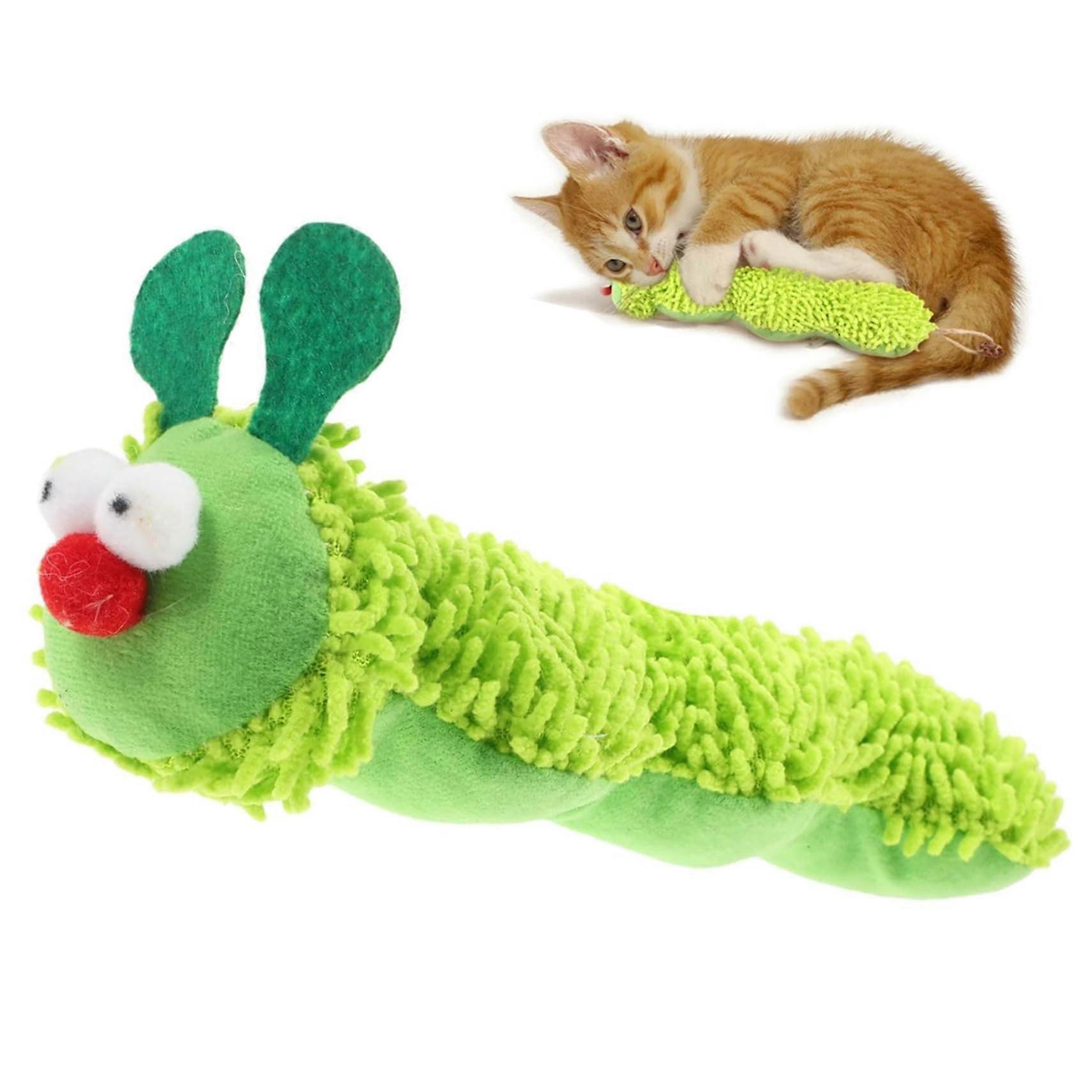 Interactive Cat Toy, Cute Caterpillar Shape with Catnip Stuffed Animal for Indoor Cats,  for Playtime, Chewing, and Teething.
