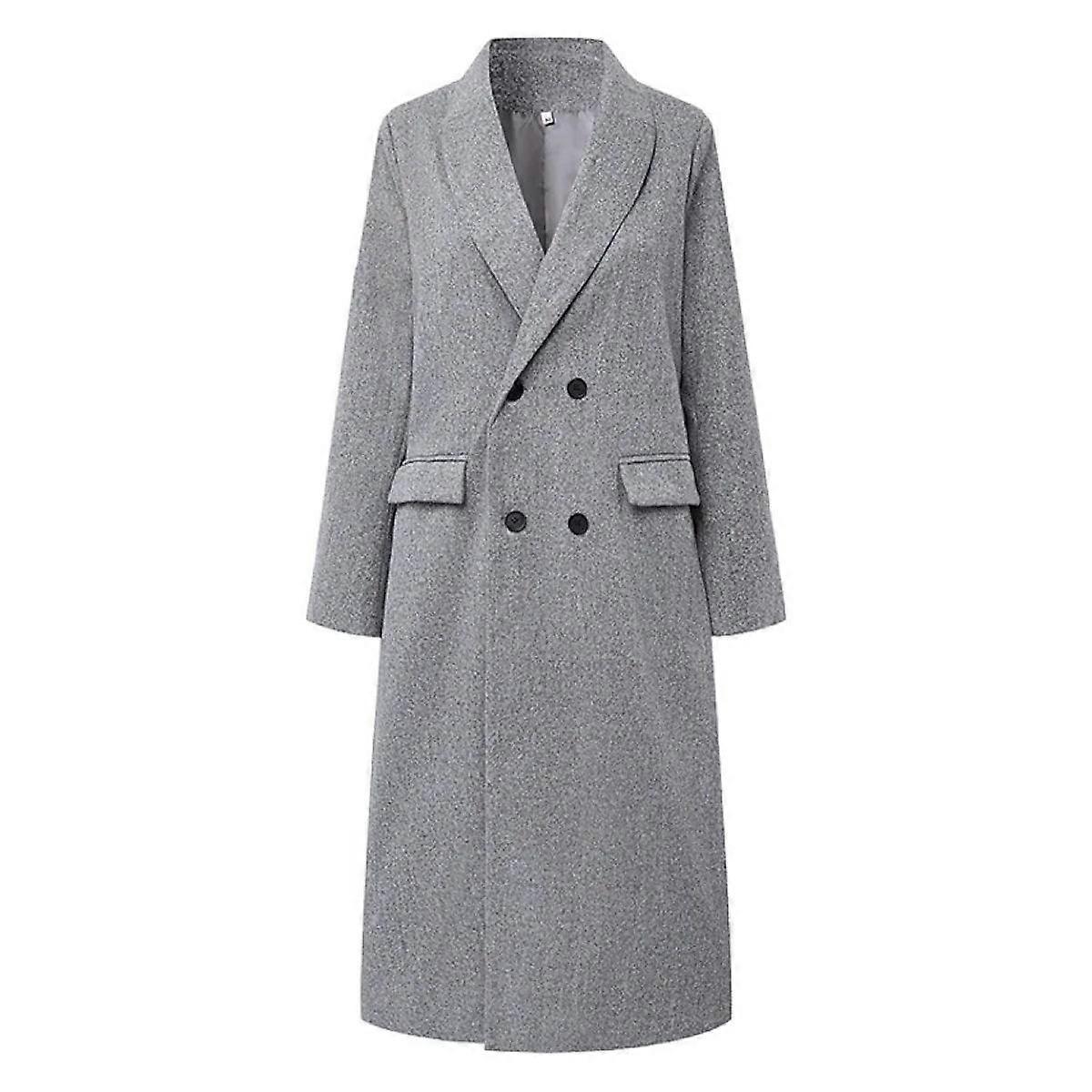 women's autumn winter solid color long woolen coat