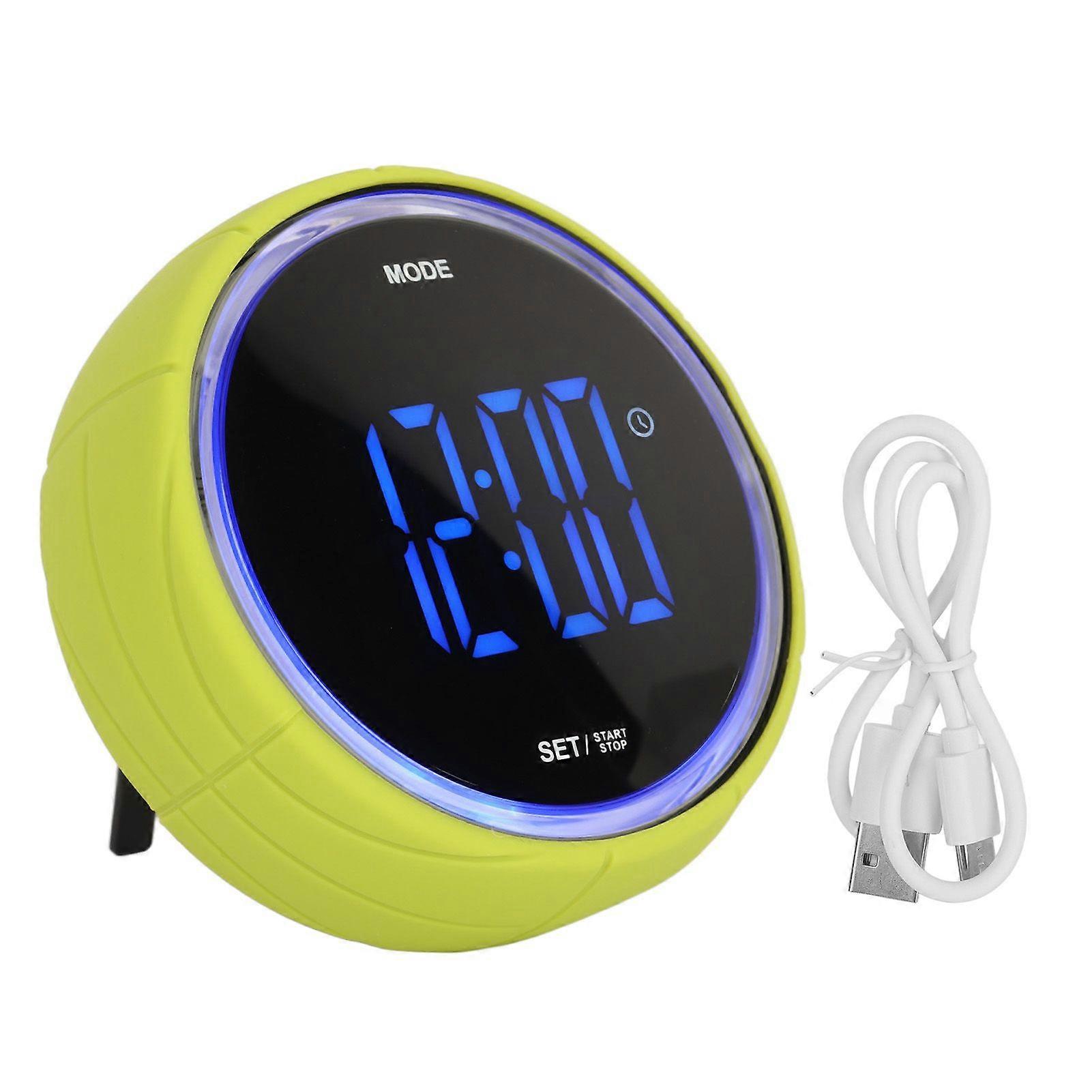 Multifunctional Timer Kitchen Baking Timer with Cool Ambient Light 1000MAH Rechargeable Student LED Large Screen Timer Green