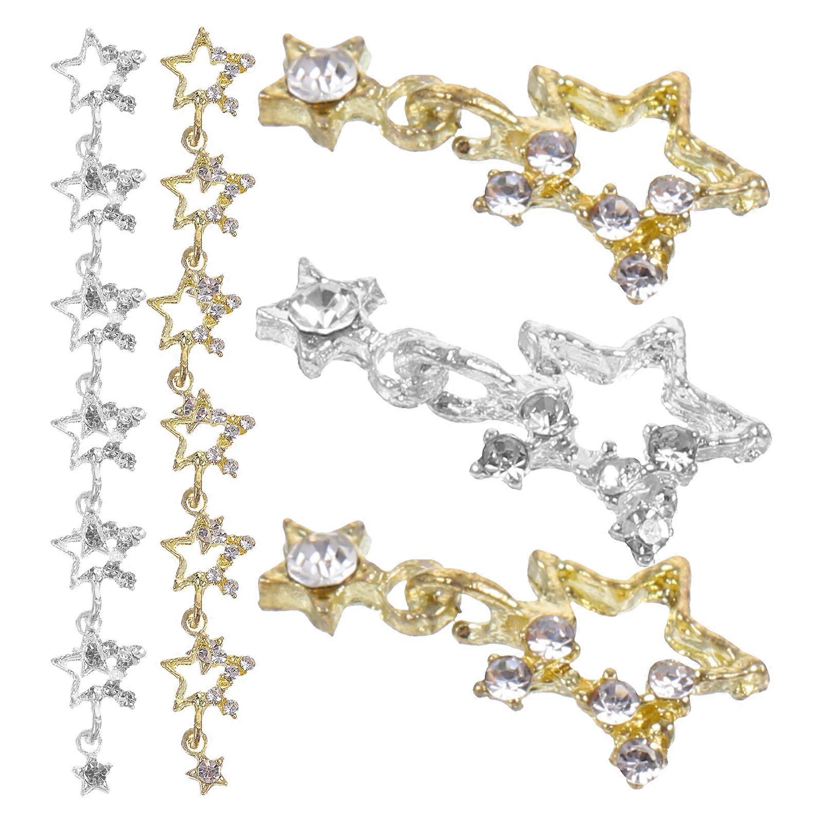 Hemoton 30 pcs Stars Shape Metal Nail Charms for Decorative Manicure