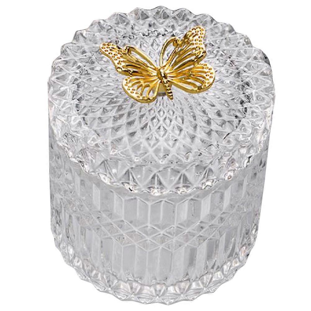 Lipstick Storage Box Glass Jewelry Container Home Use Simple Design Sealed Cover 1Set