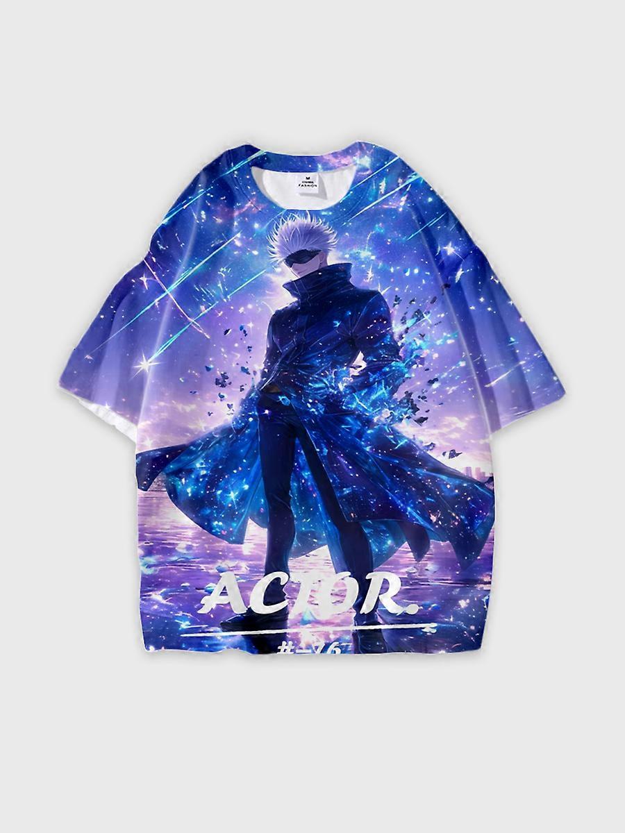 T-shirt round neck Character Pattern loose short sleeve P77