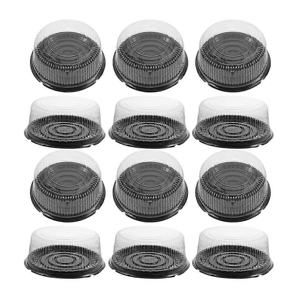 Reusable Black Plastic Cake Box with Clear Lid for Storage Use Compact Size 20 Pieces