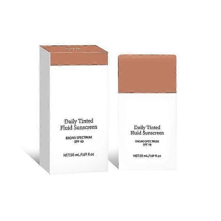 Daily Tinted Fluid Sunscreen, Face Moisturizing Broad Spectrum SPF 40 Skincare Foundation Cream, Sheer & Natural Finish, Easy To Apply 50ml