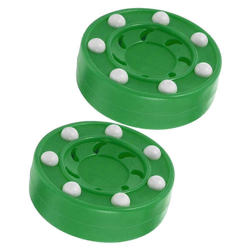 Green PP Hockey Puck for Training Use Lightweight High Density for Smooth Surface Performance 2 Pcs