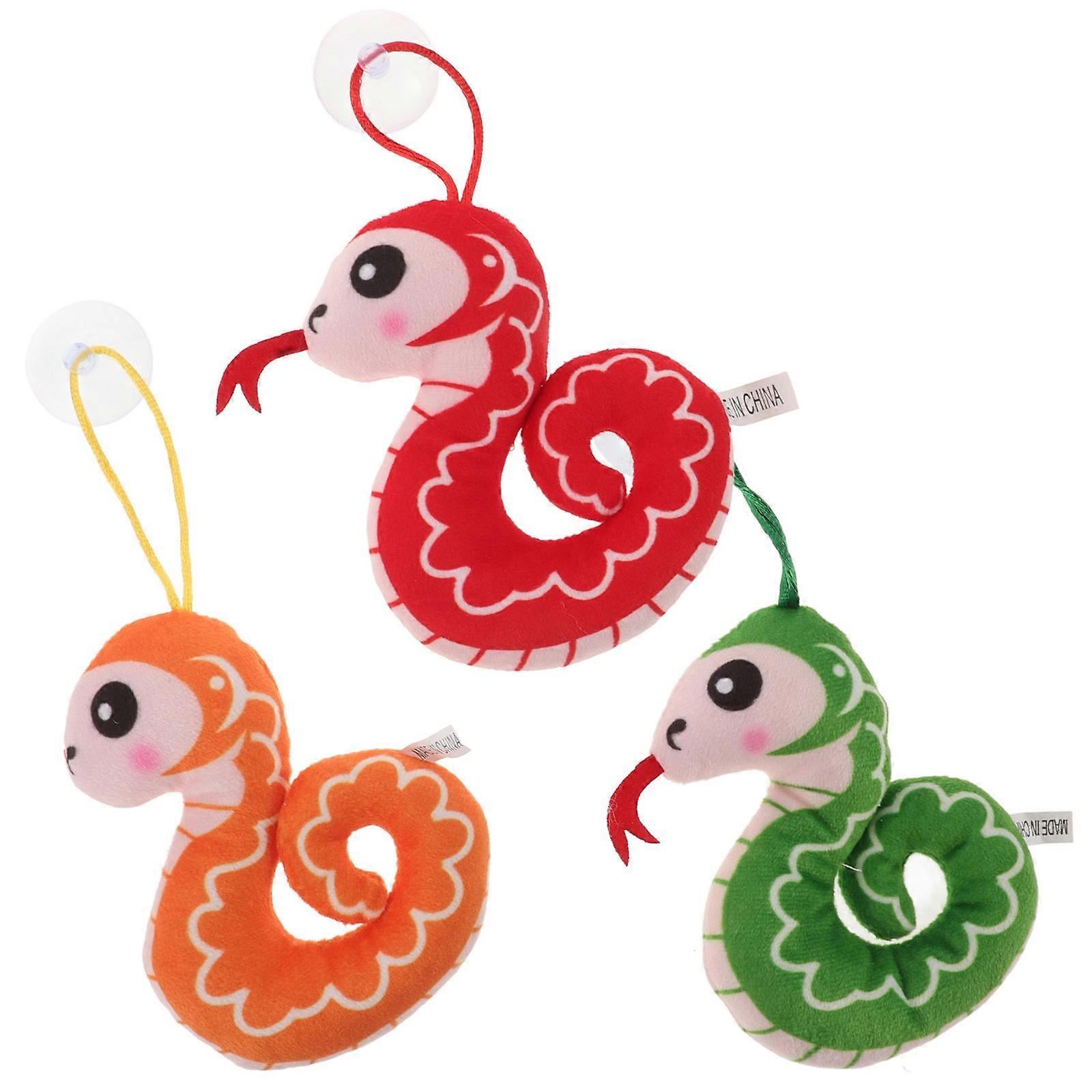 Cute Year Snake Keychain Plush Toys Trendy Accessory Decorative Use Soft Plush Material 3Pcs