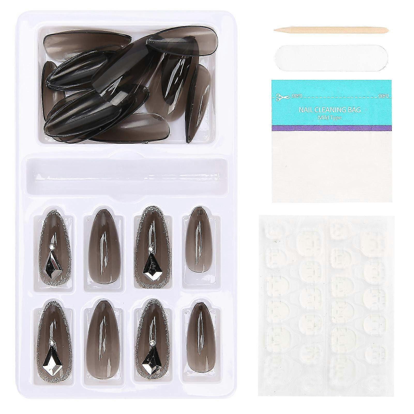 24pcs Reusable Full Cover False Nail Tips - Manicure Accessory for Artificial Fake Nails F745-10 - DIY Nail Art Tool