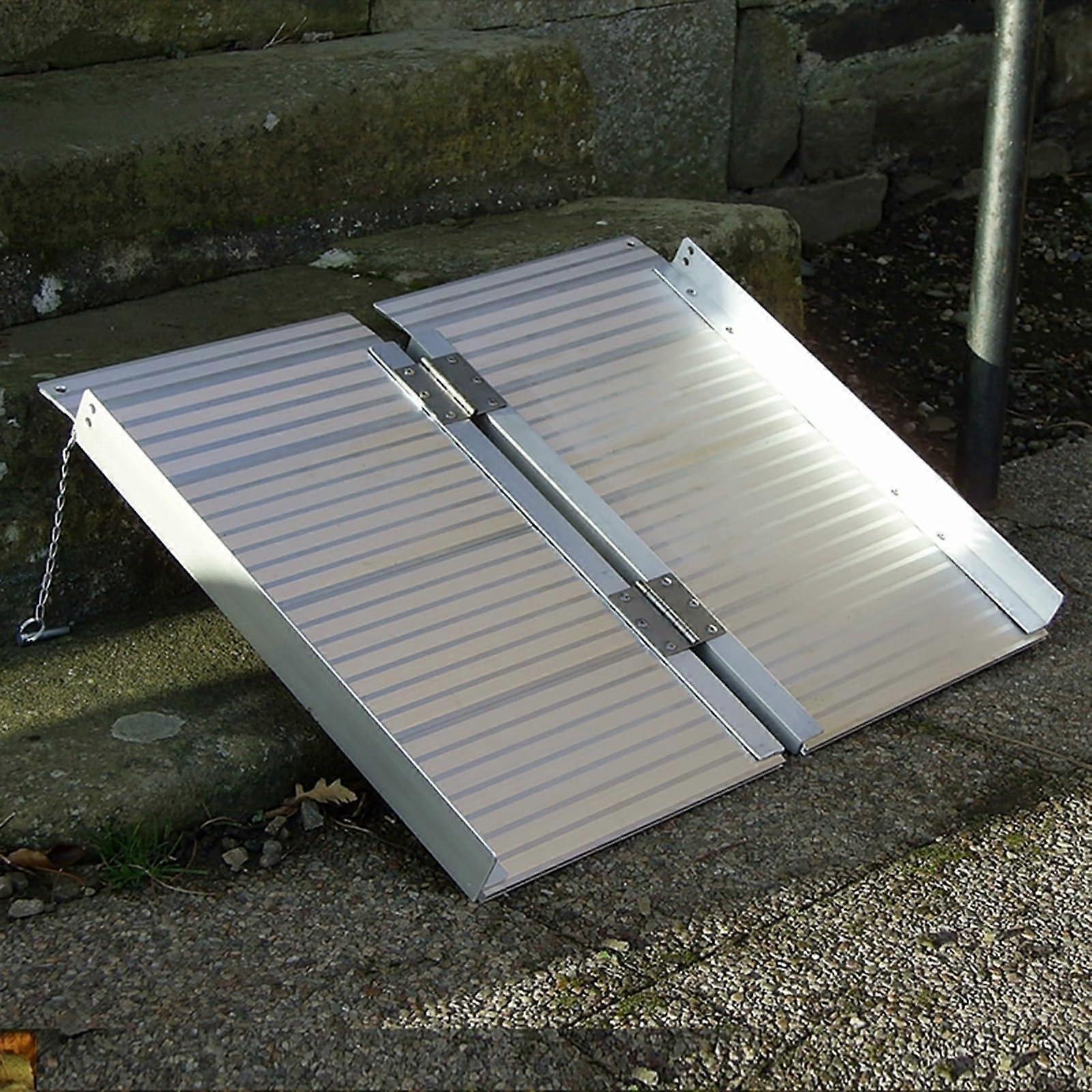 Portable wheelchair ramp, foldable, nonslip aluminum for steps and stairs (61x73cm)