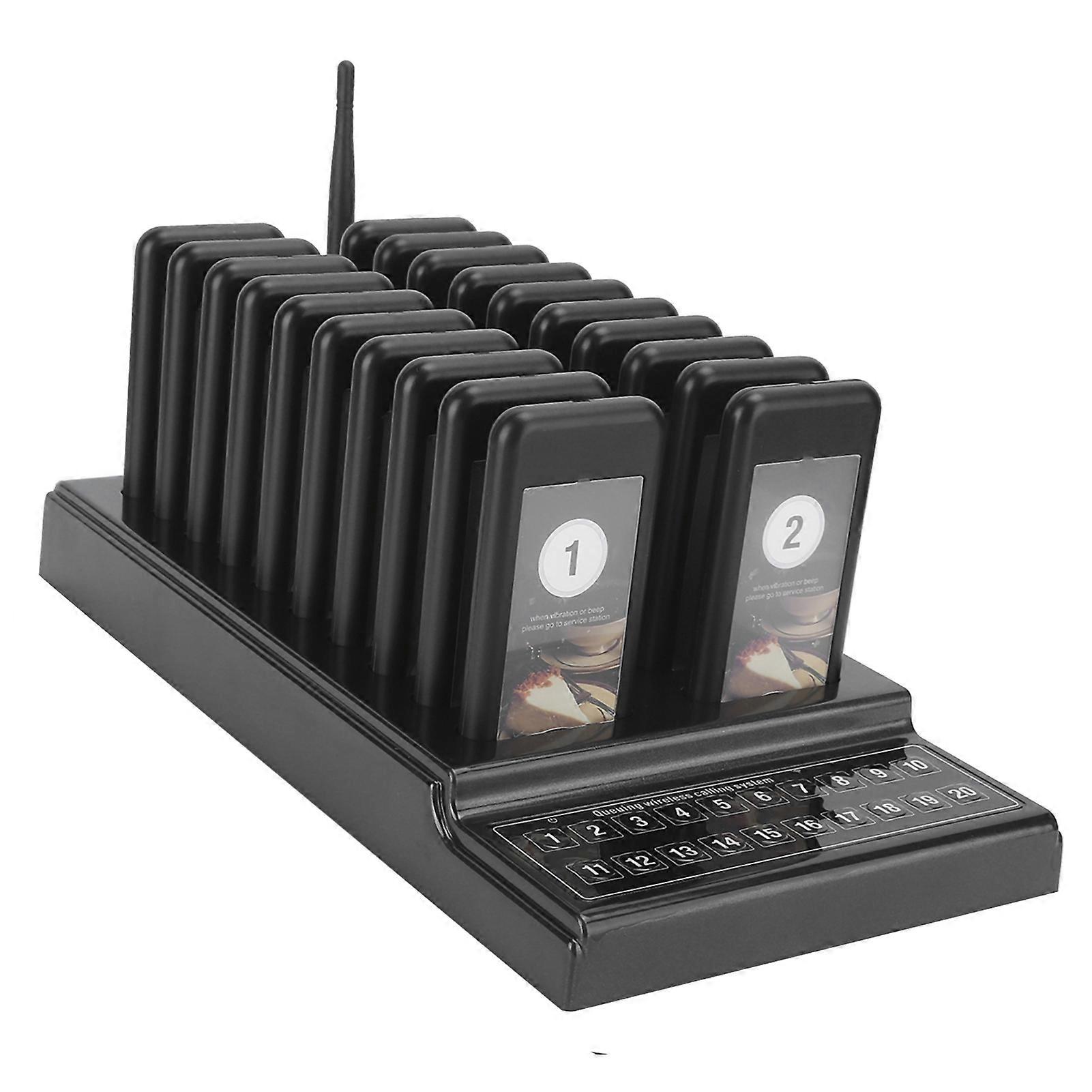 Wireless Restaurant Pager System 20 Channel Receiver, Easy Call Button with Charging Indicator for Fast Table Service