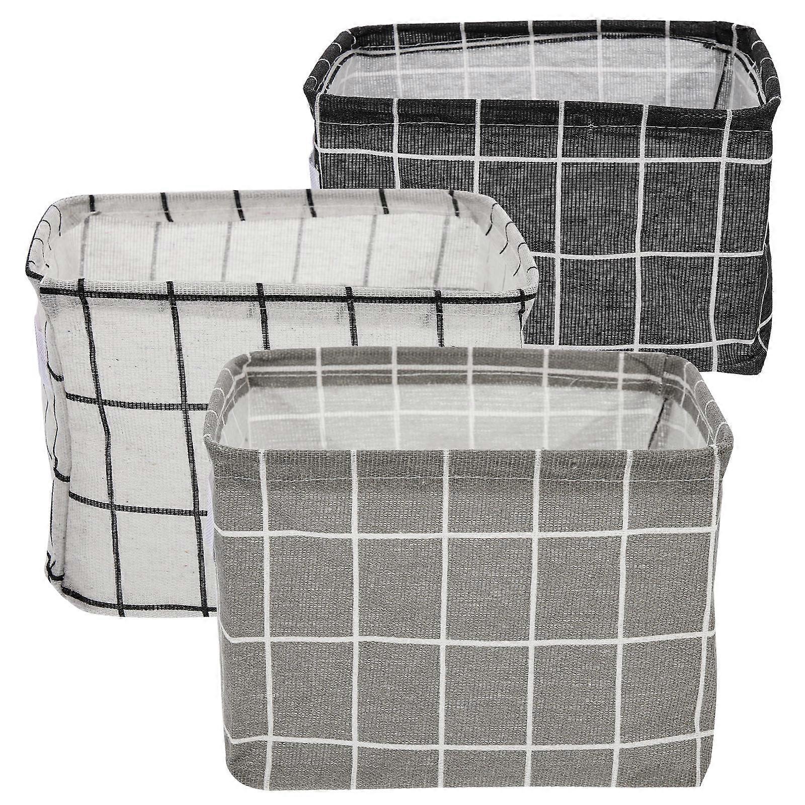Folding Storage Basket for Desk Office Stationery Cloth Material Assorted Color 3pcs