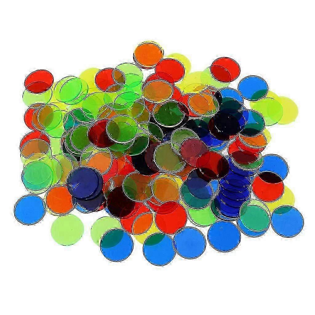 100 Mixed Colour Translucent Bingo Chips for Classic British Bingo Game Sessions