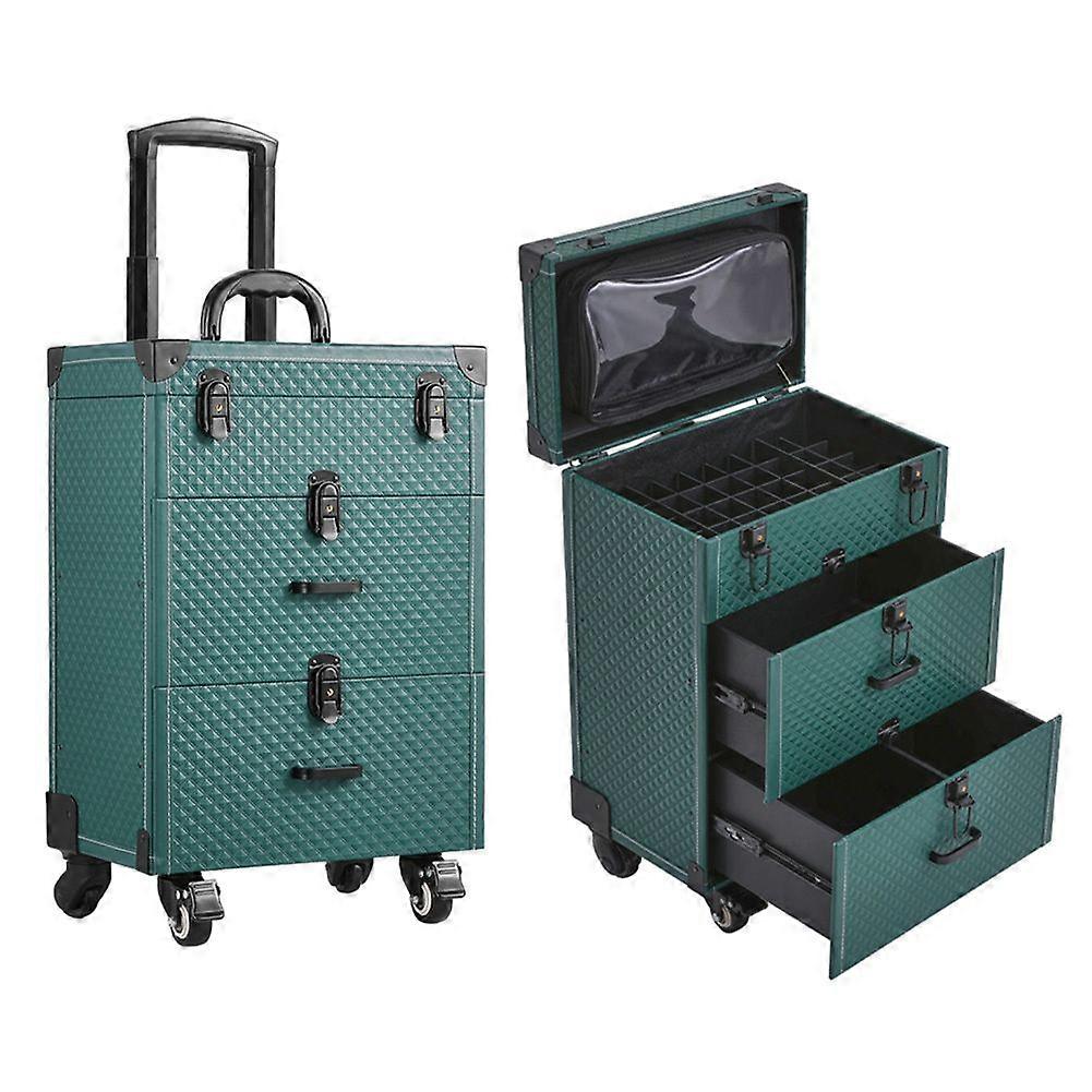 Professional 3 in 1 Cosmetic Trolley Case Makeup Box on Wheels