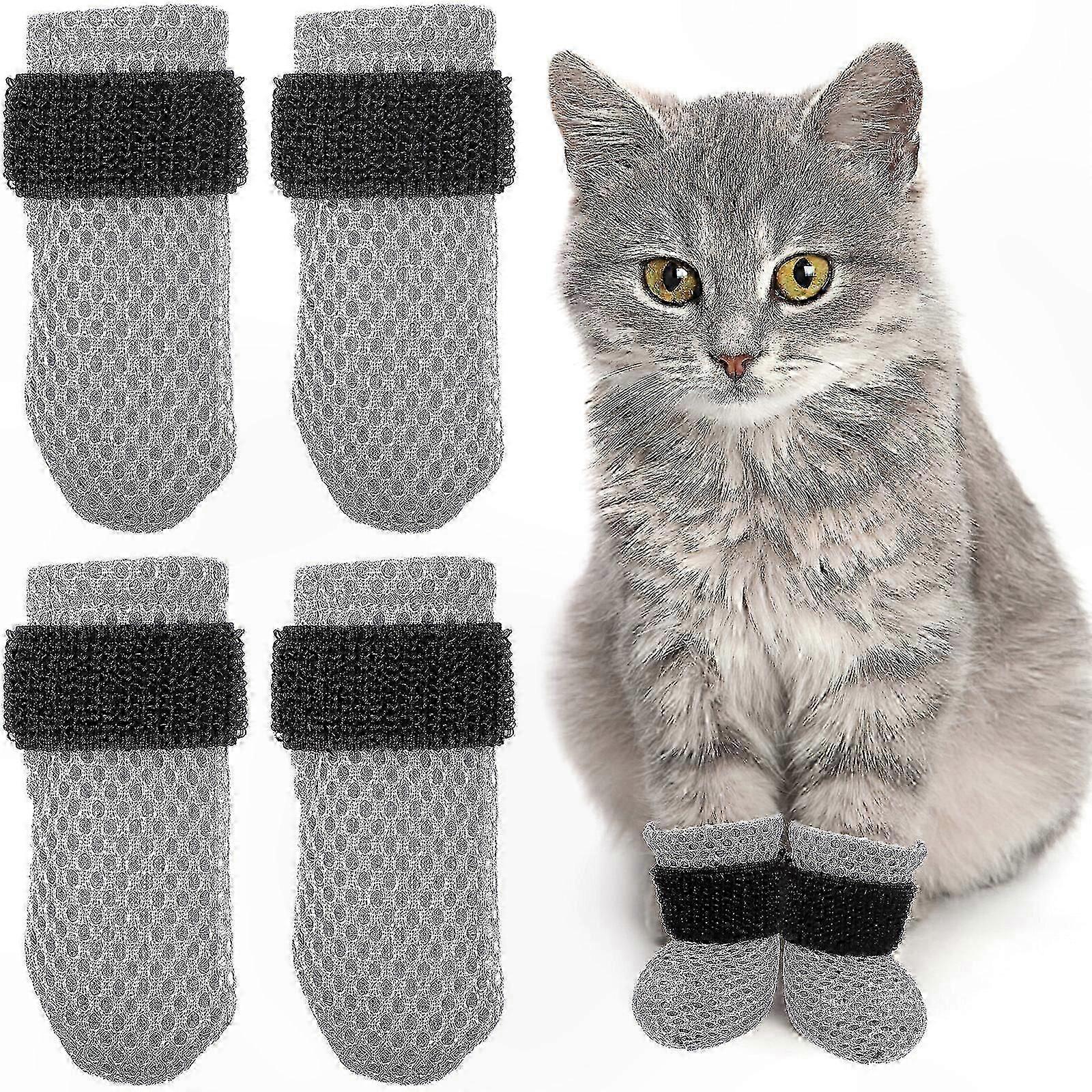 Set of 4 Cat Paw Protectors for Kitten Claws Anti-Scratch Sleeves for Feline Feet Soft Comfortable Covers for Indoor Use