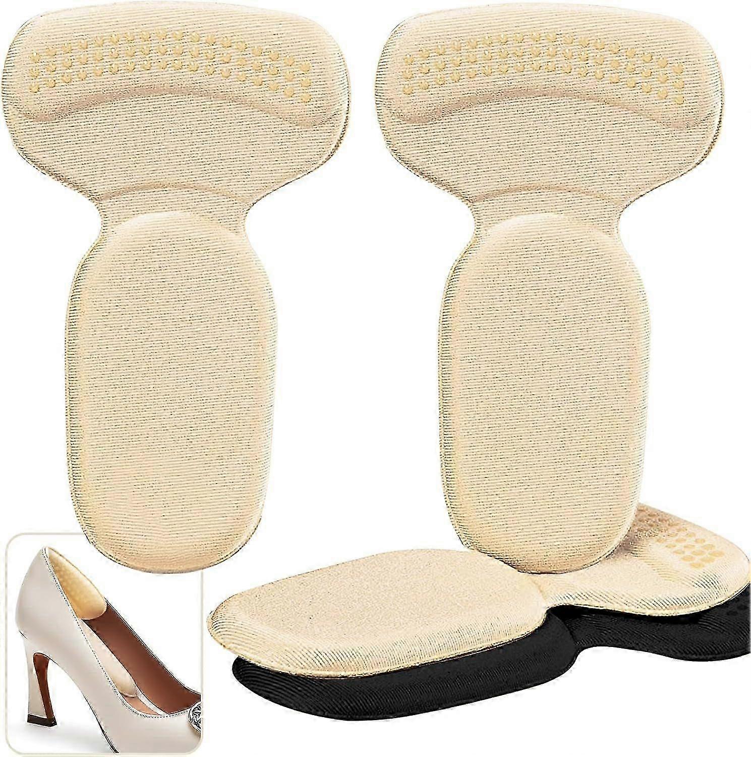 (4 Pairs) 2 Apricot 2 BlackHeel Pads for Too Big & Loose Shoes, Heel Pain Relief, Stop Heel Slip and Blister, Large Heel Grips Cushion Inserts to Make