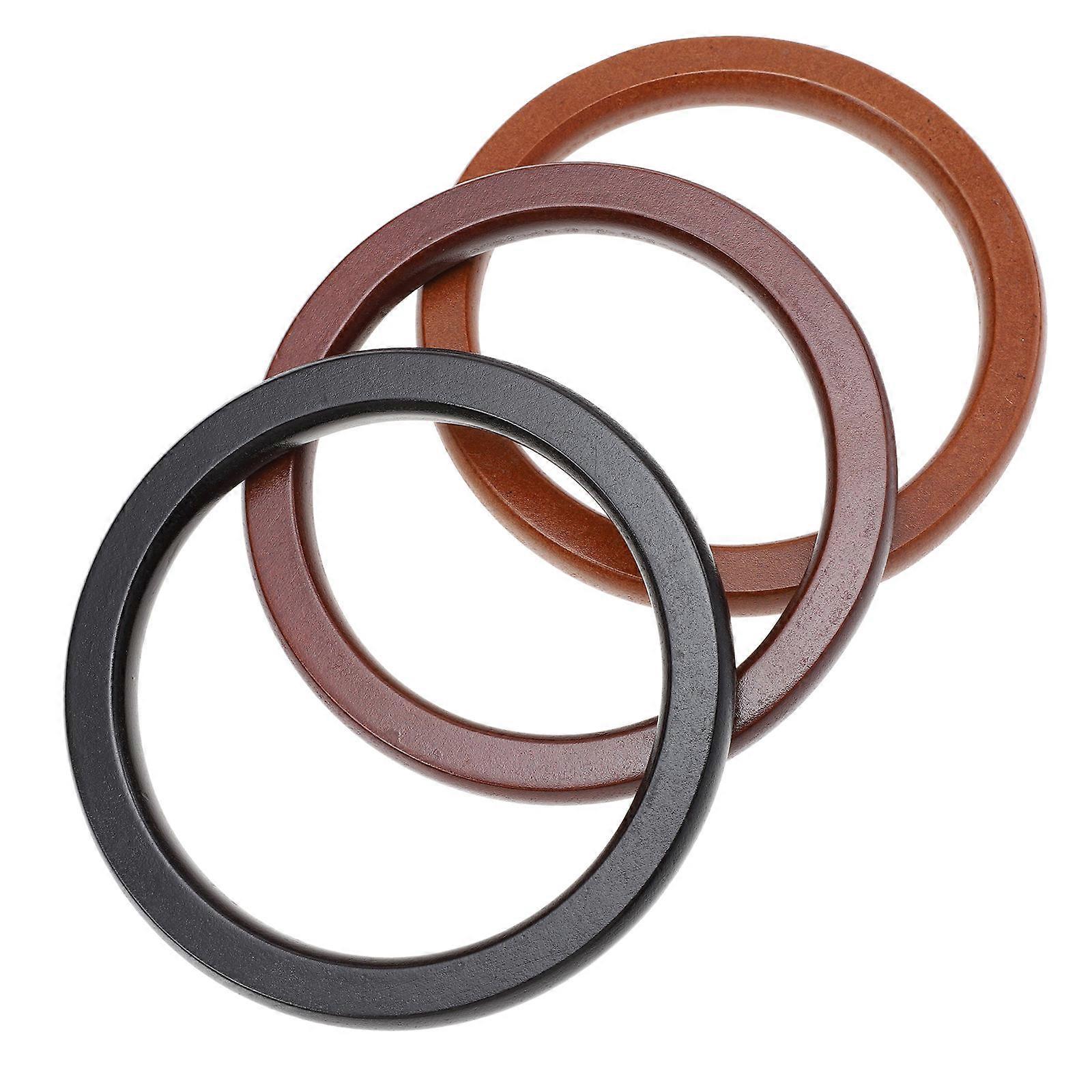 Assorted Color Wooden DIY Circles for Bag Use Durable Environmental Friendly Craft Accessories 3pcs