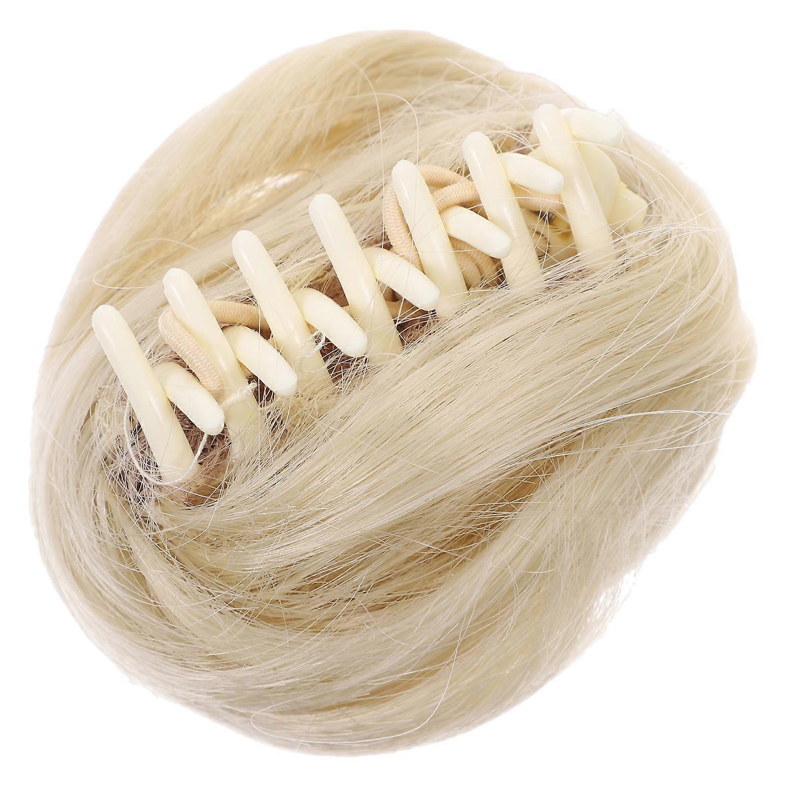 Loose Chignon Fake Bun Hairpiece Hair Extension For Occasions 8.5x6.5x4.5cm Yellow Fullness Enhancement 1Pcs