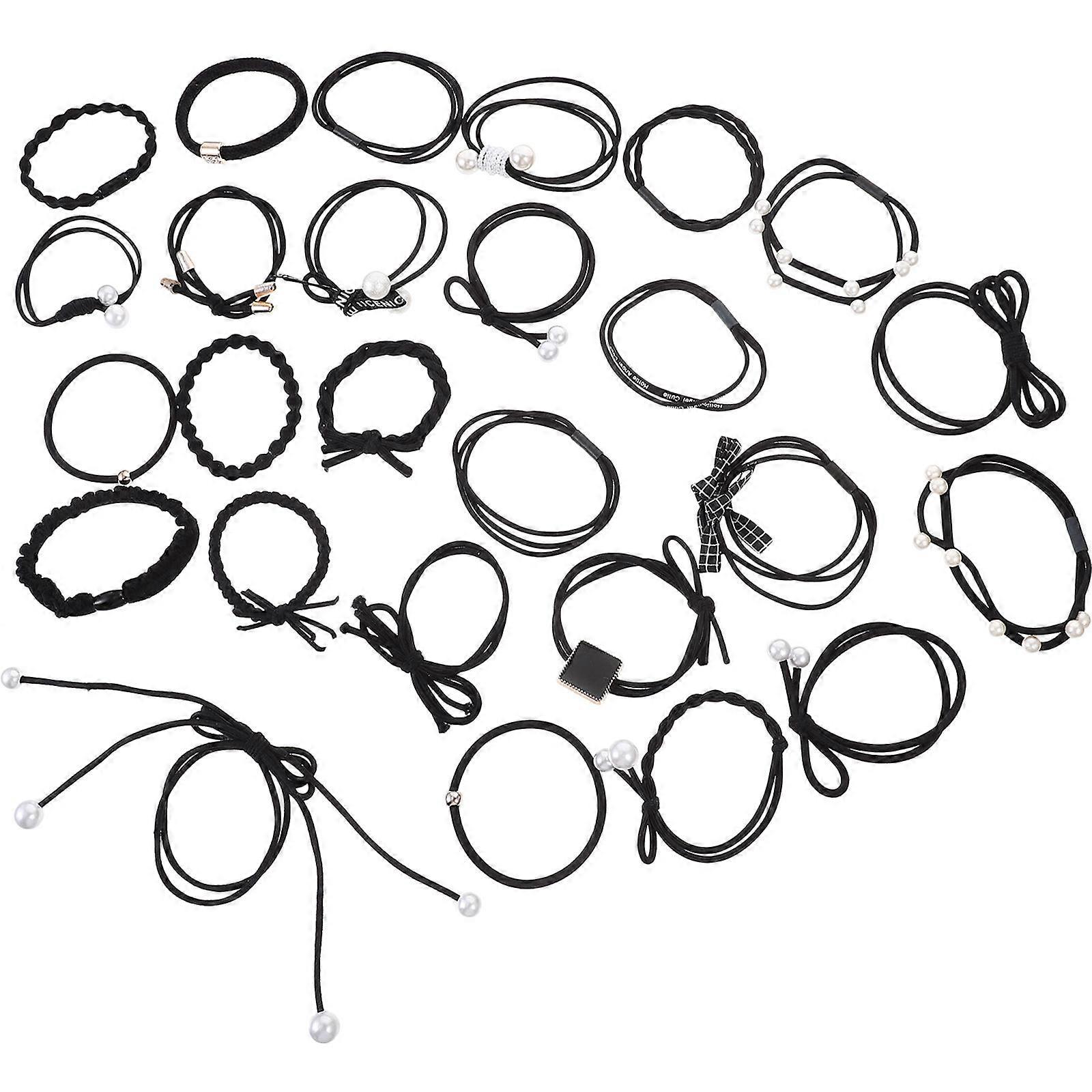 Hair Scrunchies For Daily Use And Parties In Black Color For Holding Hair 24Pcs