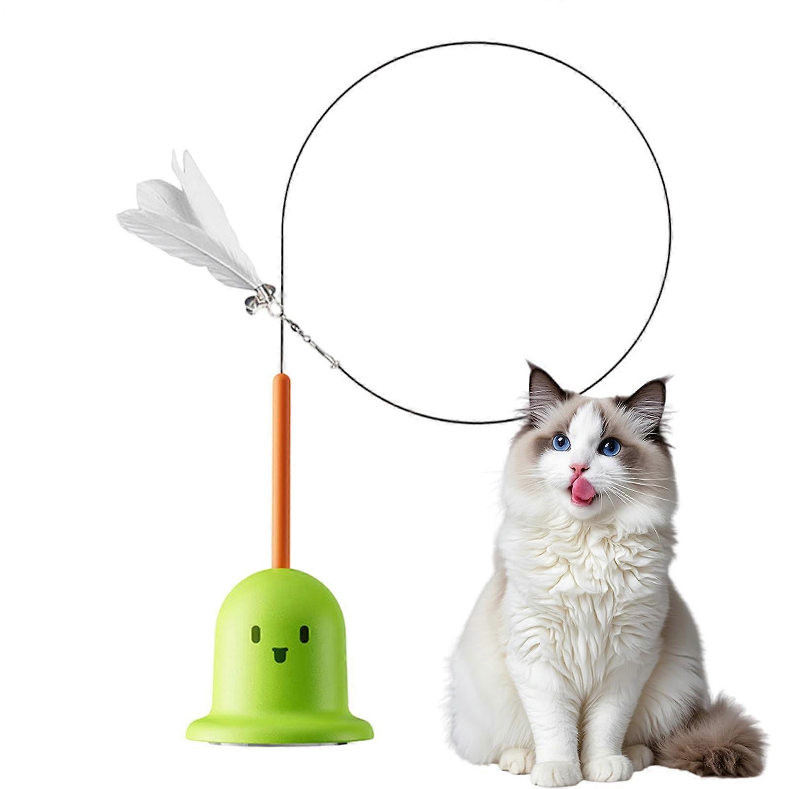 Katzen Teaser Cat Teaser Toy With Bell Suction Cup Cat Teaser Portable Cat Feather Interactive Toy for Kittens Green