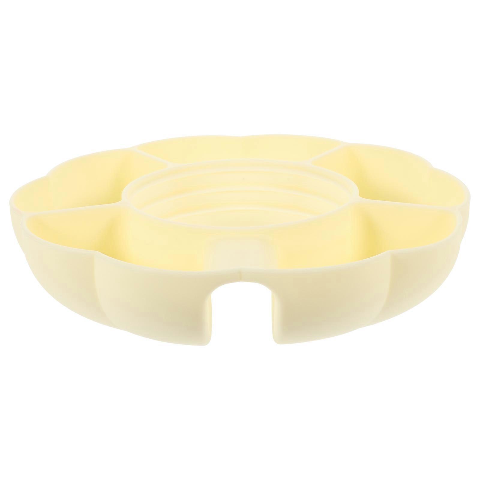 Silicone Compartment Snack Tray, Divided Serving Dish for Dried Fruits, Reusable Fruit Container for Picnics and Parties, Easy to Clean, Beige