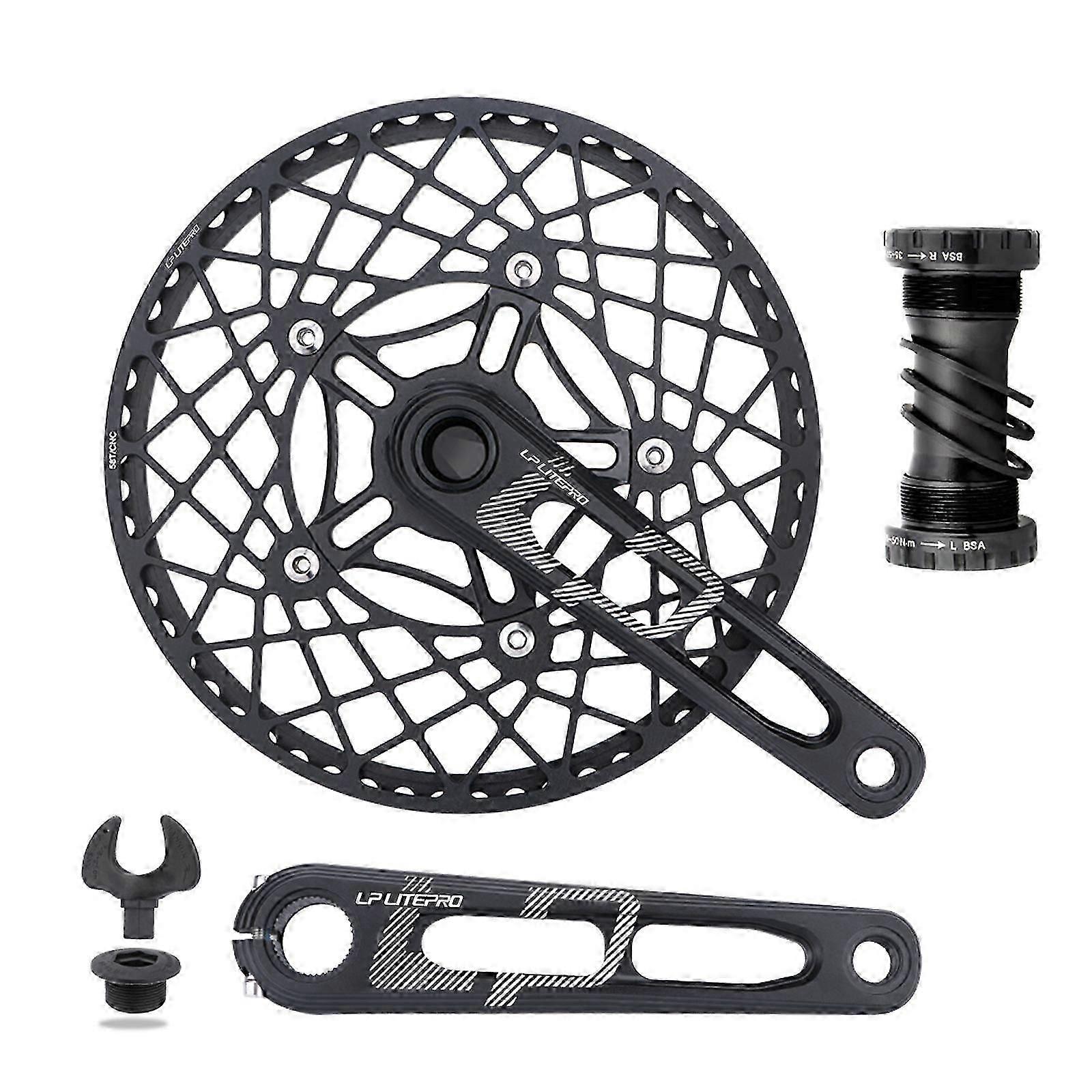 53T/56T/58T Bike Chainring Crank Arm Set for Folding Bicycle 170mm 130BCD 5 Bolts Bicycle Crankset with Chainring Bottom Bracket and Chainring BoltsYM