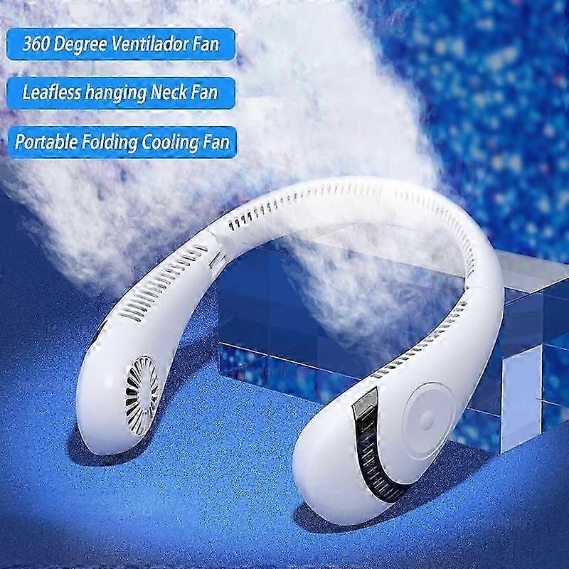 2025 Leafless hanging Neck Fan 360 Degree Ventilador Fan Portable Folding Sports Hanging Neck Fan