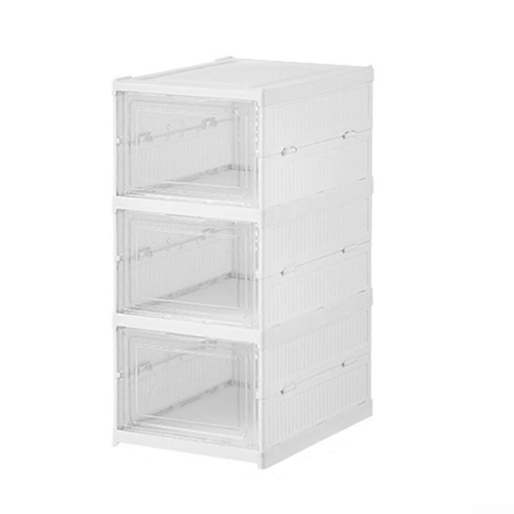 Portable Shoe Storage Boxes with Integrated Door, Stackable Design for Various Shoe Styles, Space Saving Organization (B)