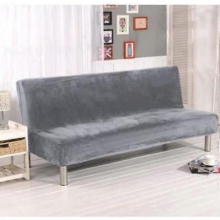 Solid Stretch Sofa Cover Sofa Slipcover Armless Couch Cover (Grey)