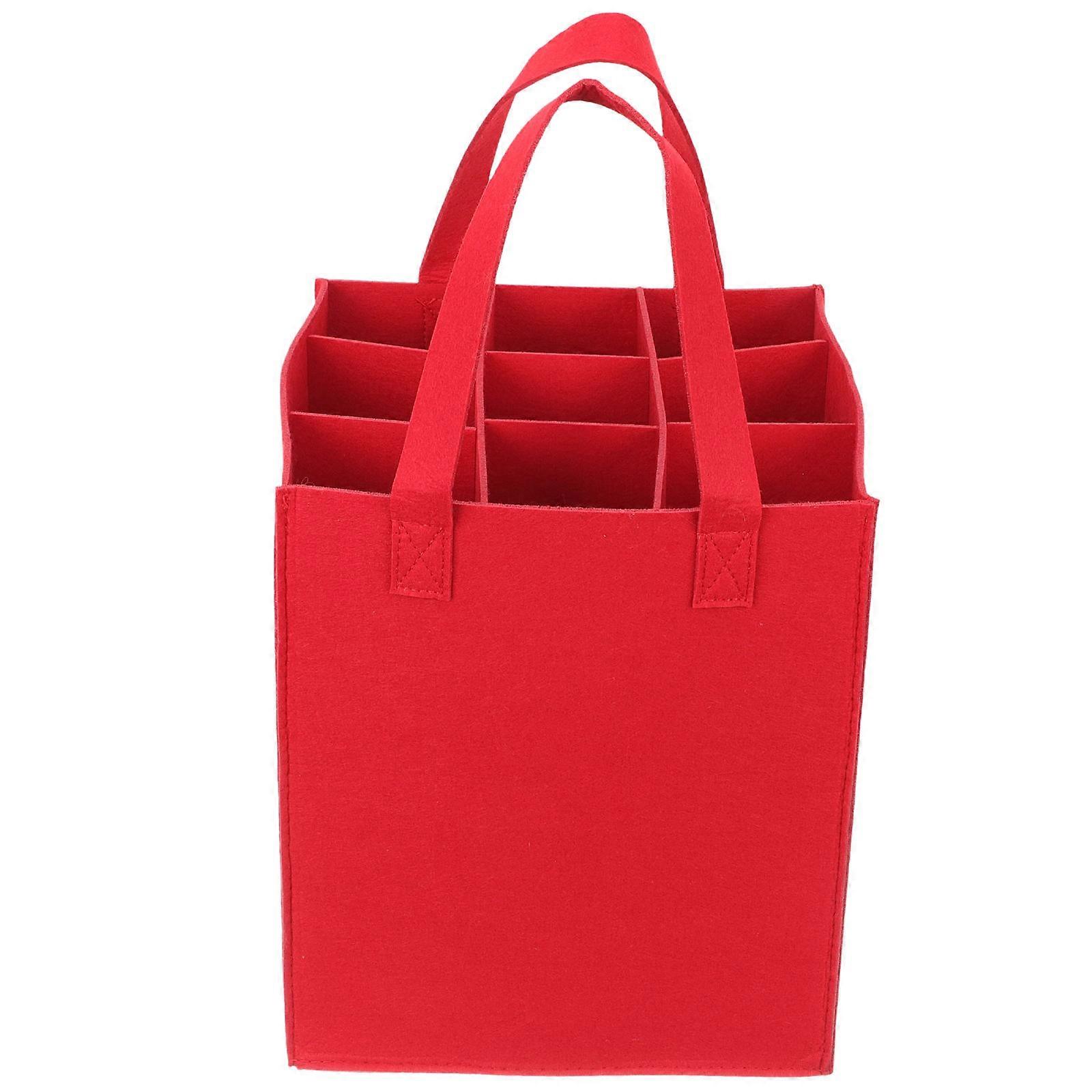 Reusable Beverage Storage Bag Rectangular Picnic Home Use Felt Red 1Set
