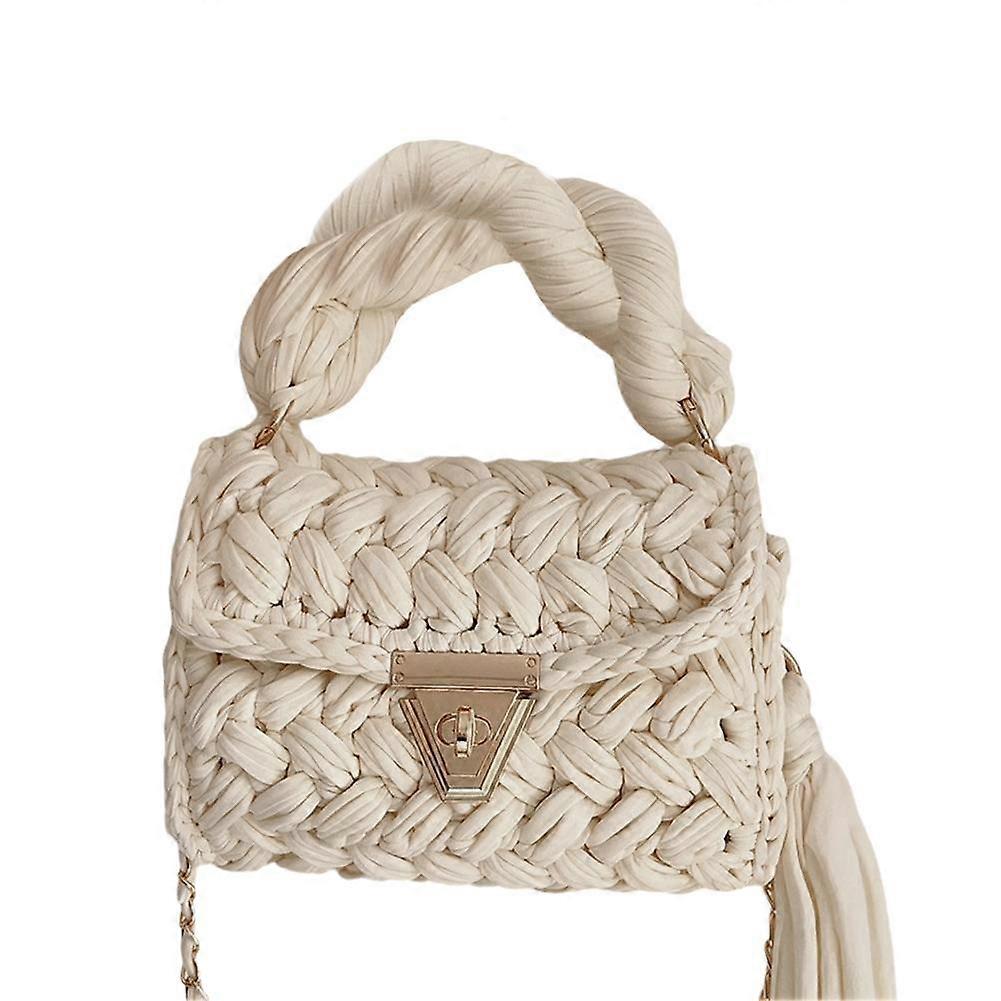 Torebka ręcznie tkana, duża pojemność, wielofunkcyjna, na ramię, z odpinanym łańcuszkiem, modna, damska, na prezent