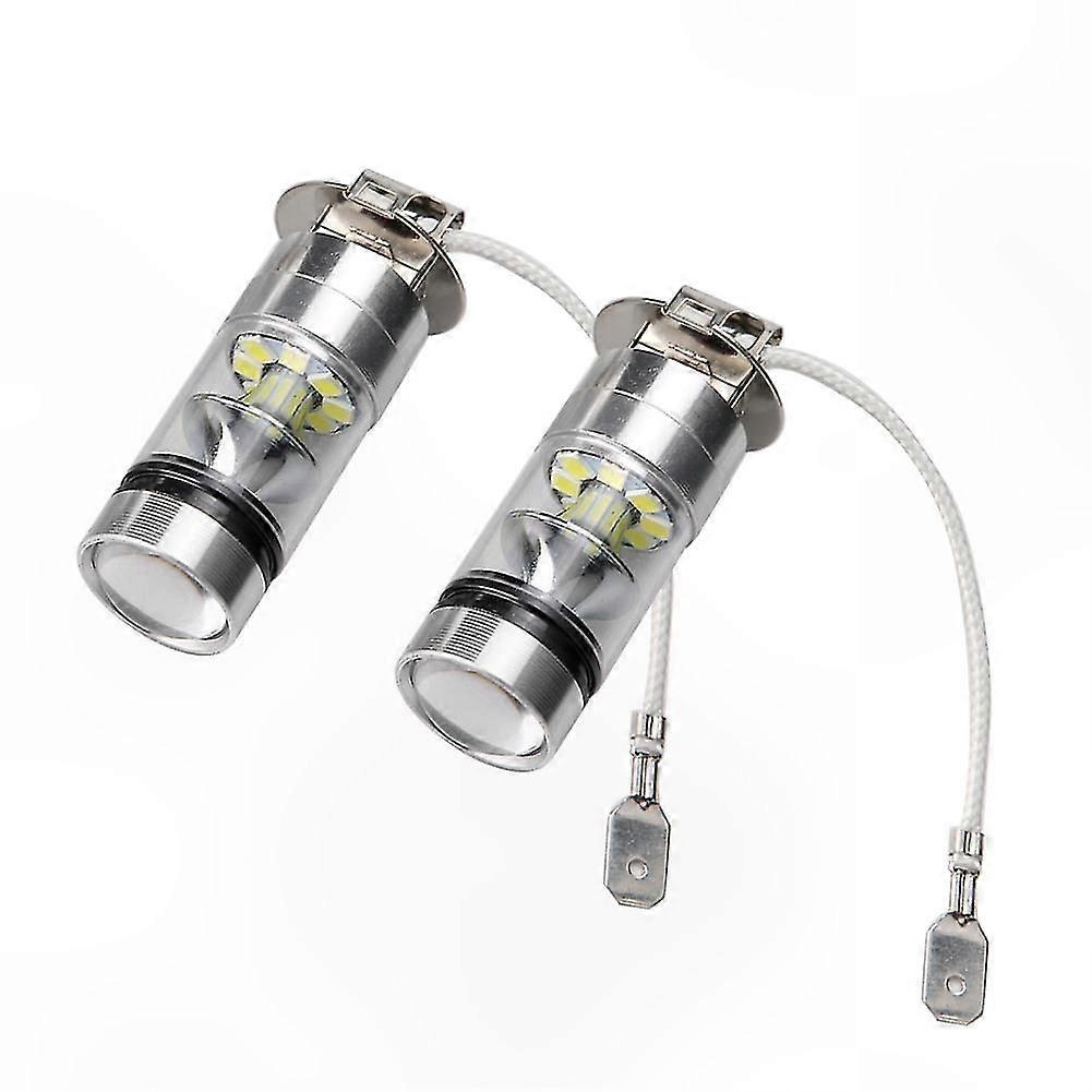 2-Pack H3 LED Bulbs 6000K 100W 20-SMD High Power for Fog Driving DRL Lights