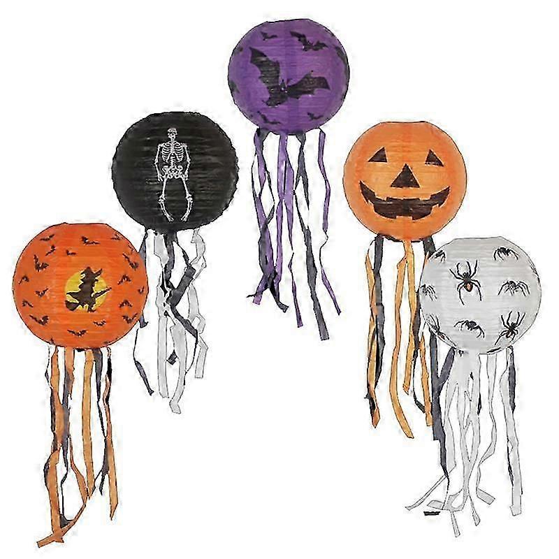 Halloween Decorations Paper Lantern, 10Pcs Halloween Pumpkin Hanging Paper Lantern with Tassels, 8 Inch